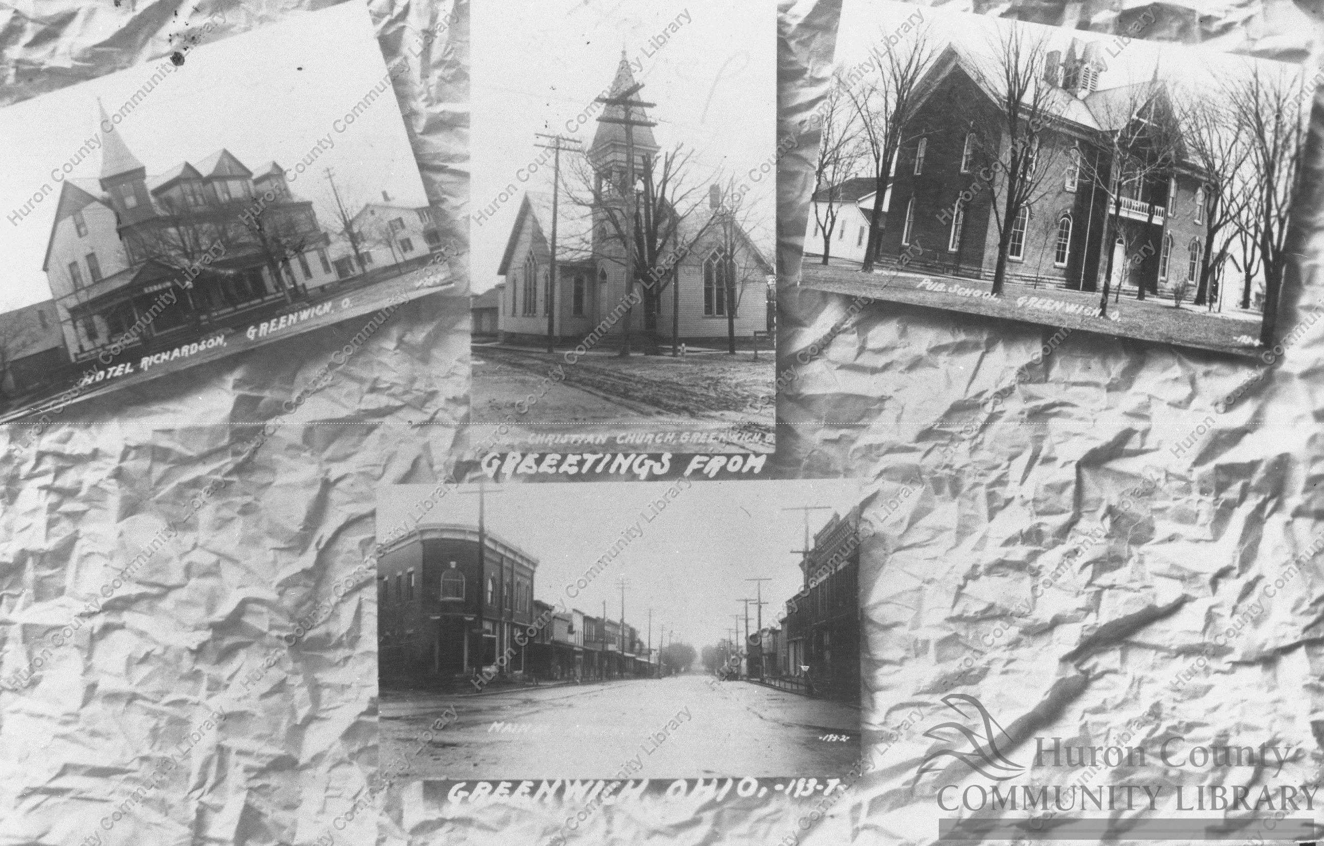 Collage of Christian Church, Hotel Richardson, School, Greenwich 1907