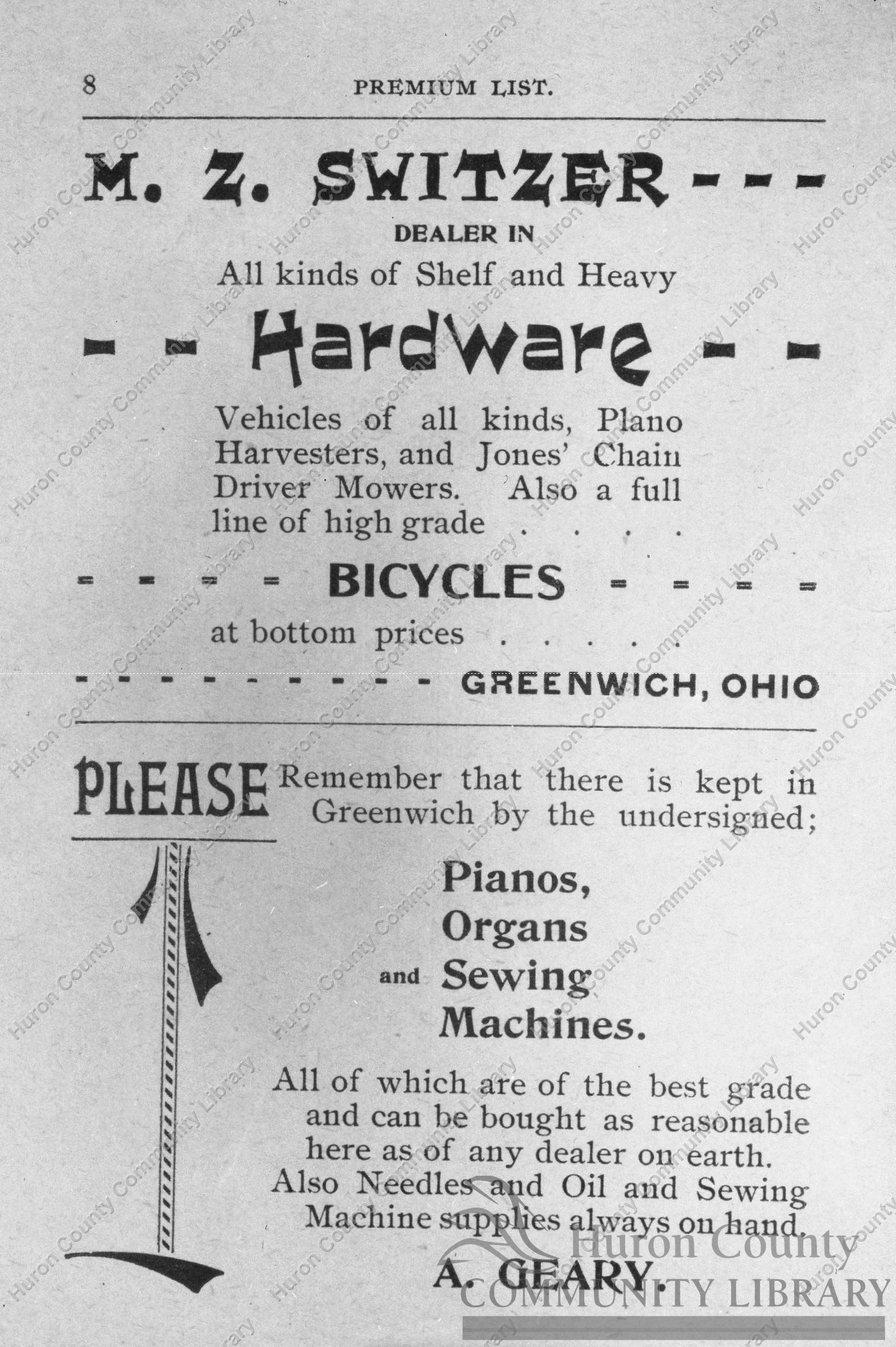 Greenwich 1st Free St. Fair Aug. 7th-14th, 1894 whole card