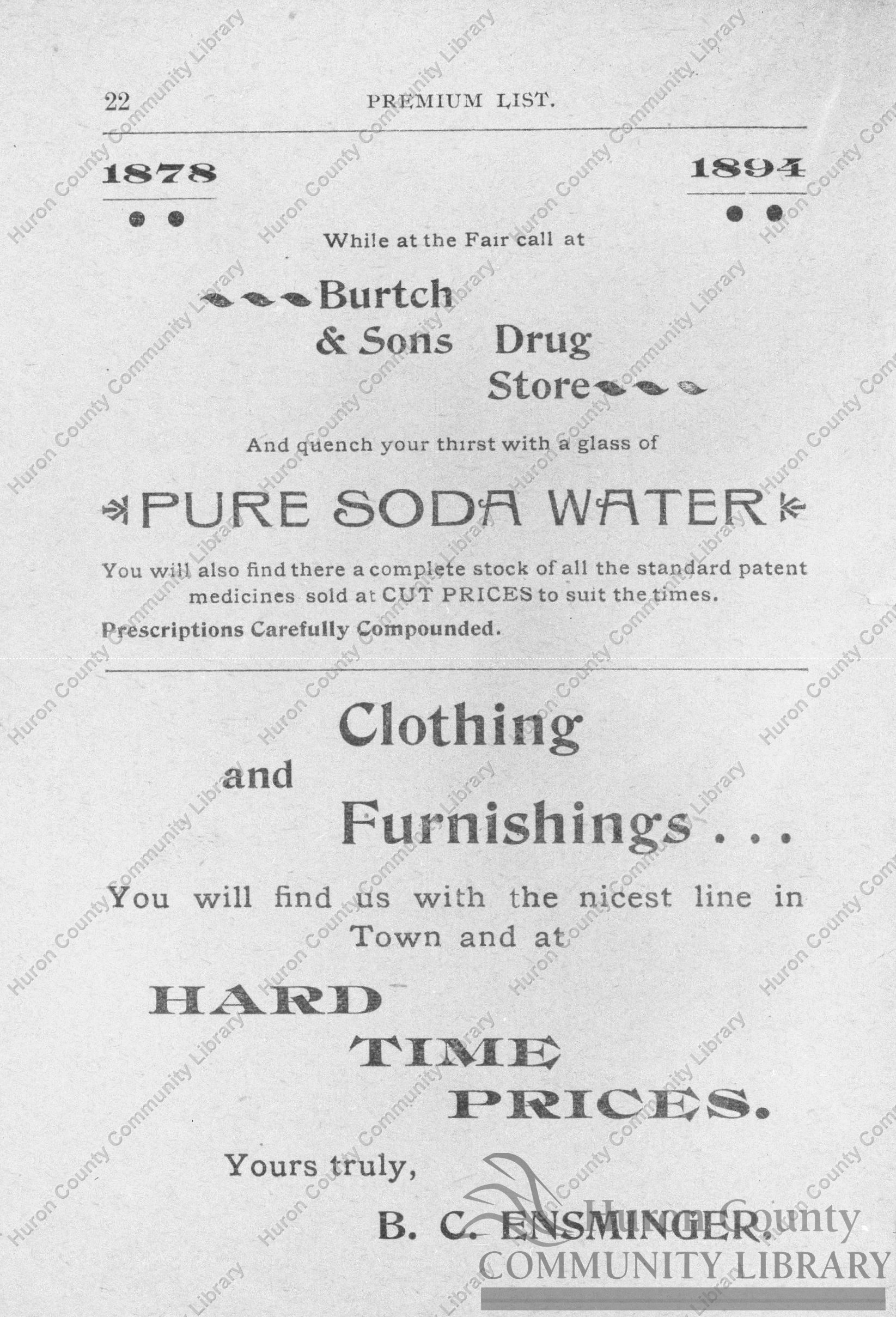 Greenwich 1st Free St. Fair Aug. 7th-14th, 1894 whole card
