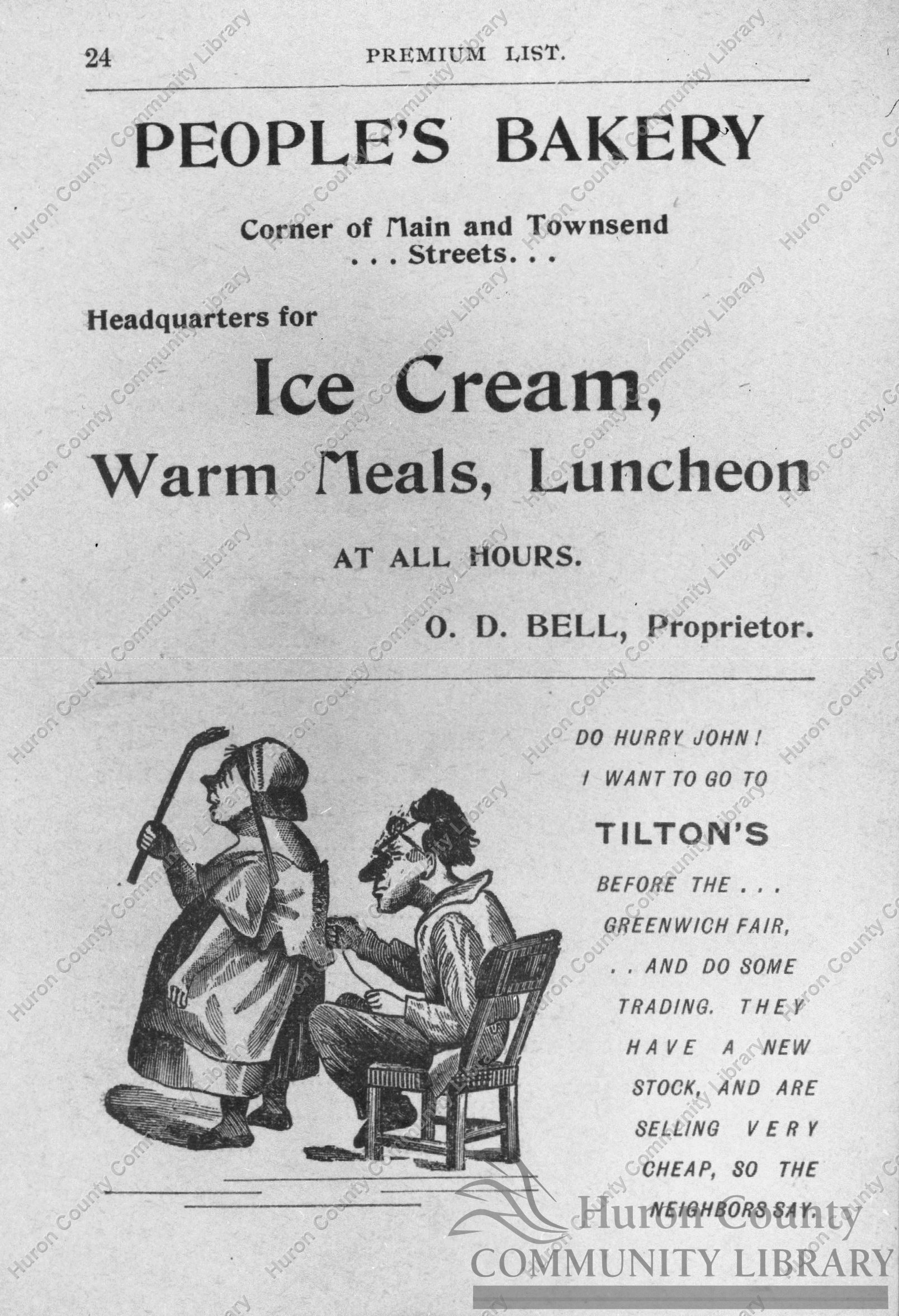 Greenwich 1st "Free St. Fair" remainder of advertisements (card)