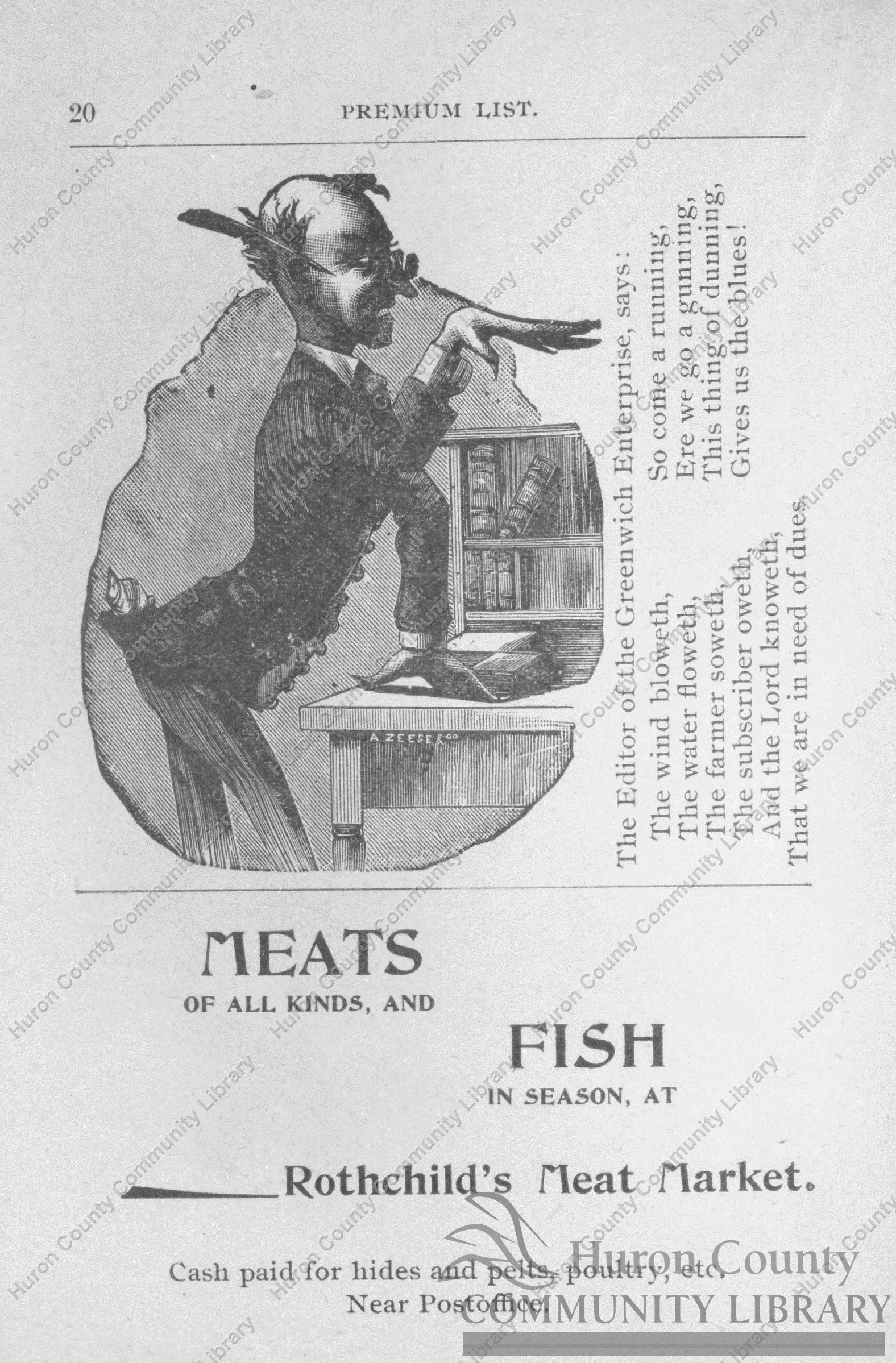 Greenwich 1st "Free St. Fair" remainder of advertisements (card)