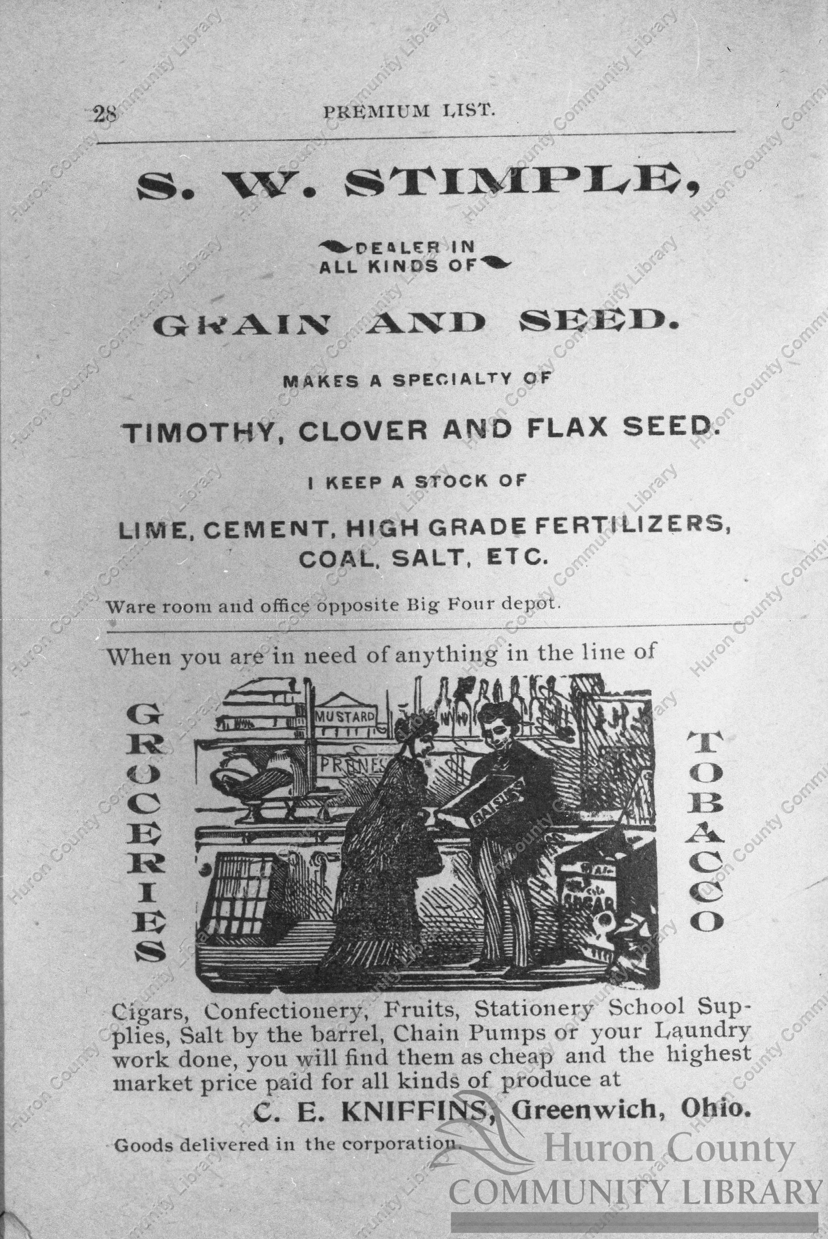 Greenwich 1st "Free St. Fair" remainder of advertisements (card)