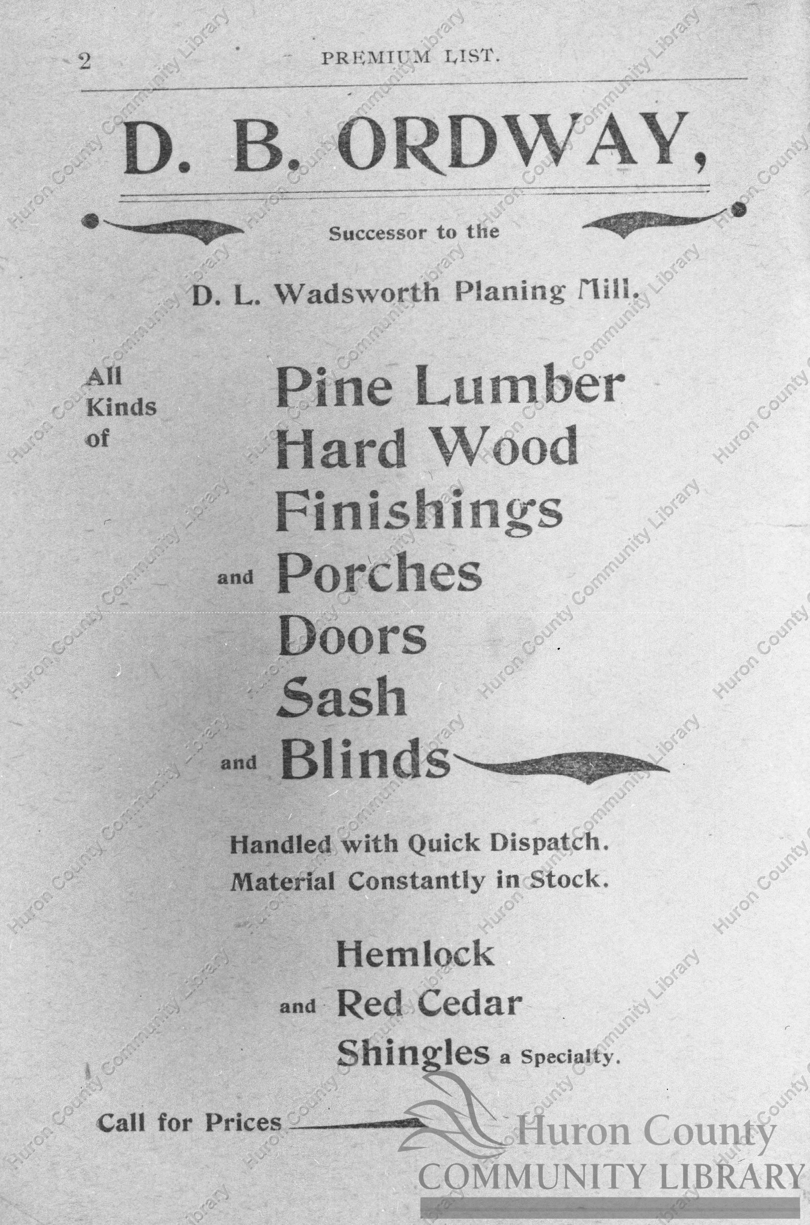 Greenwich 1st "Free St. Fair" remainder of advertisements (card)
