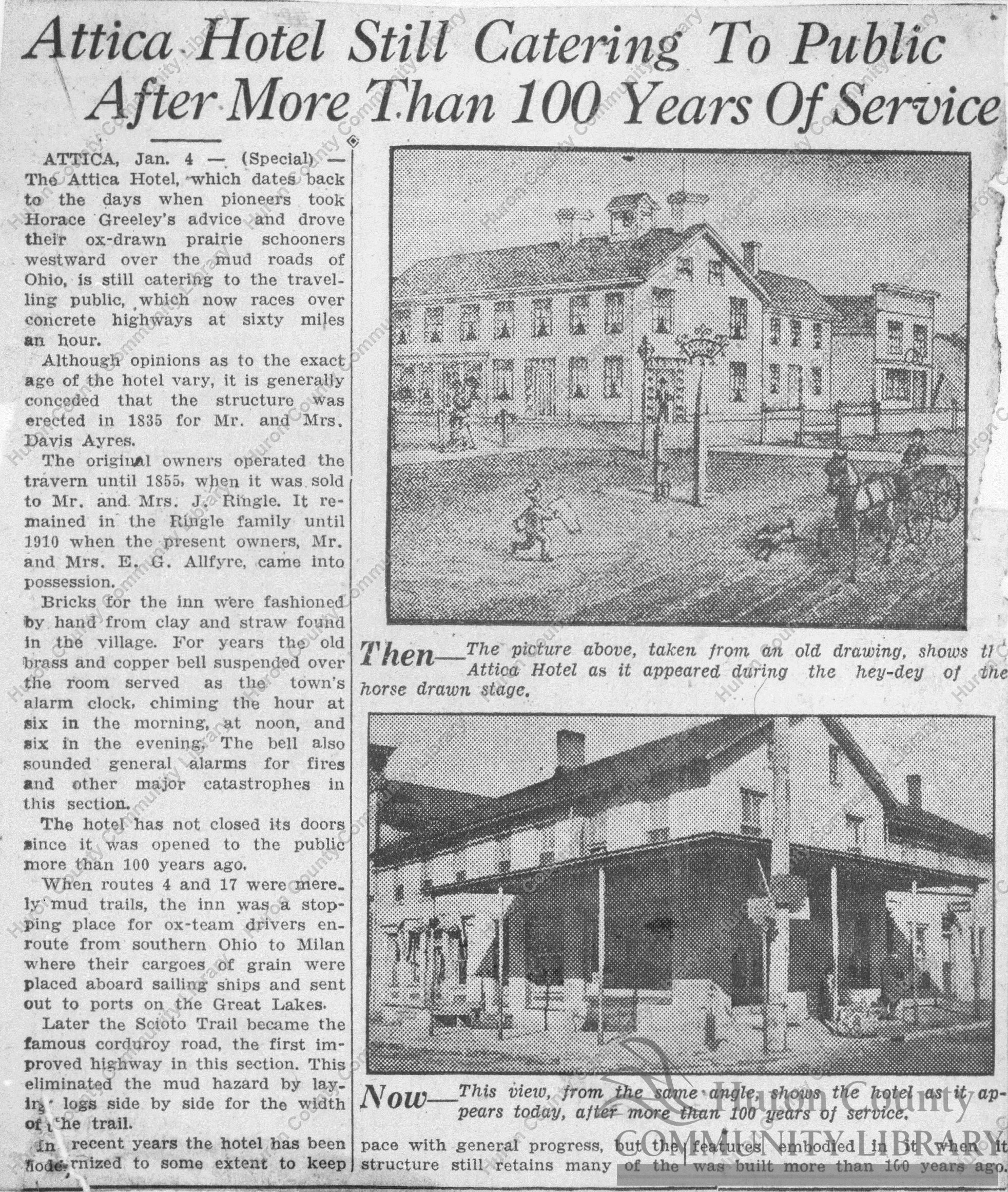 Attica Hotel - built 1834 100 years old when picture taken