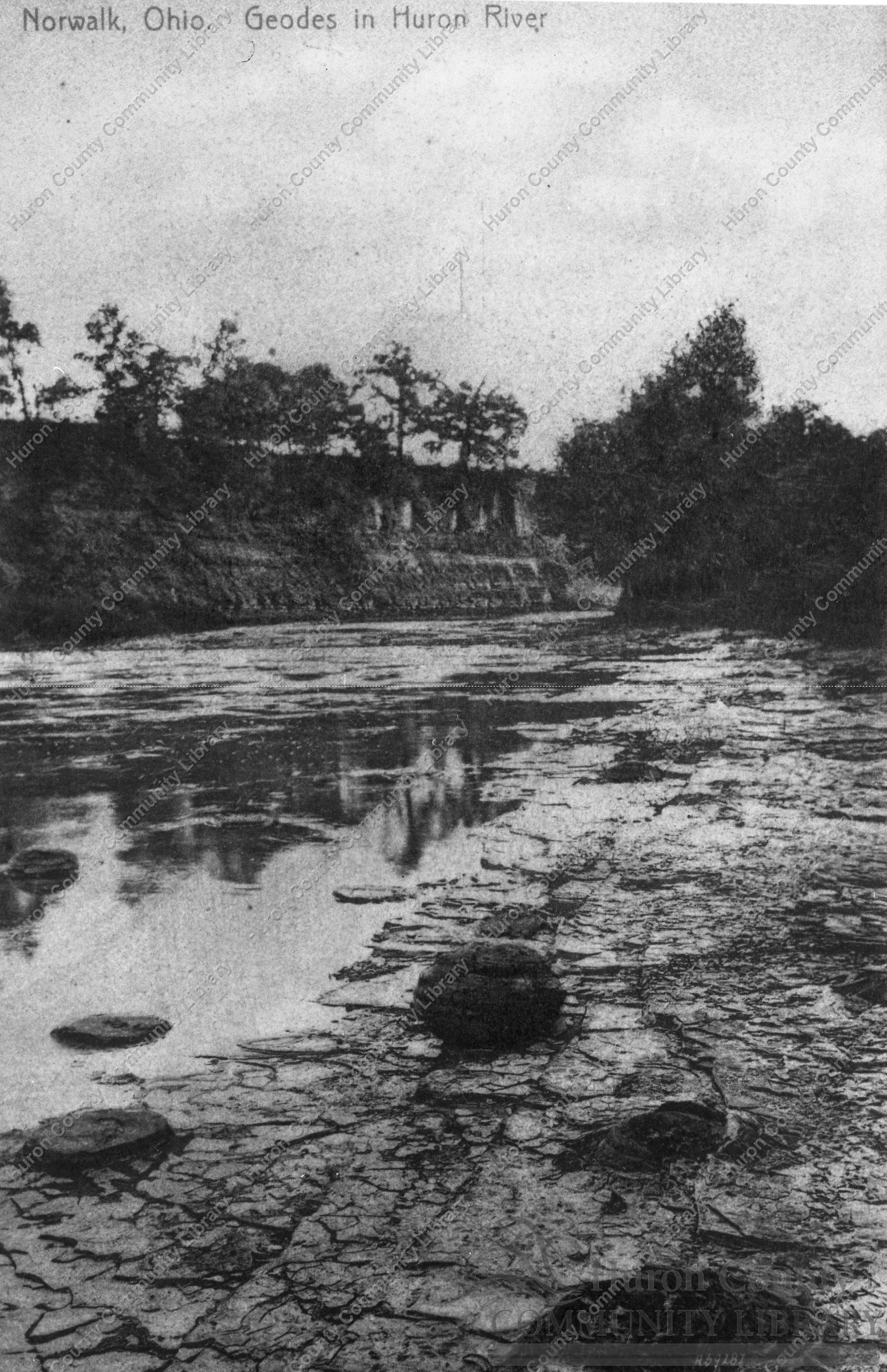Geodes in Huron River near Norwalk, OH Postcard mailed in 1908