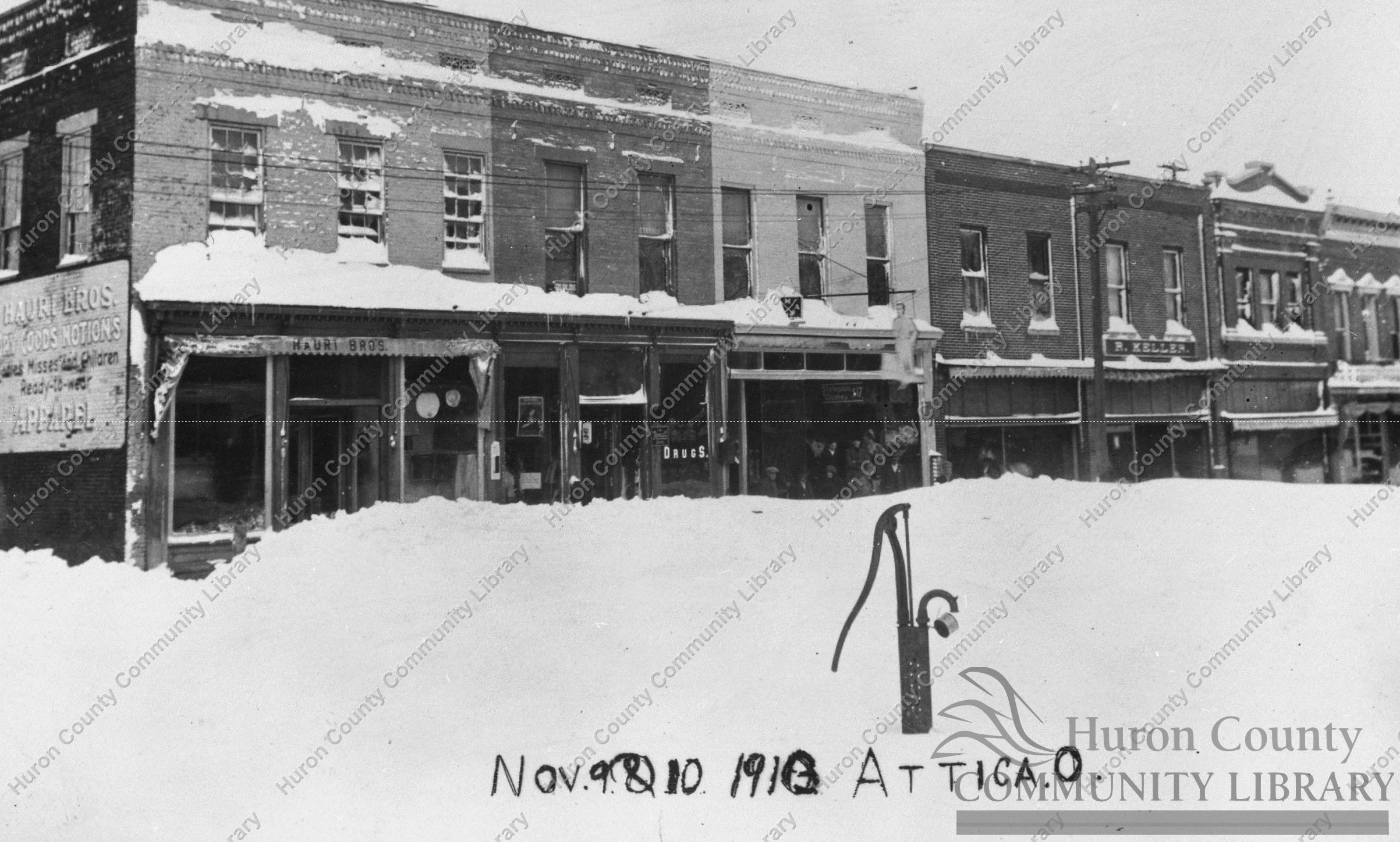 Attica, OH Town Pump in Storm of Nov. 9, 1913