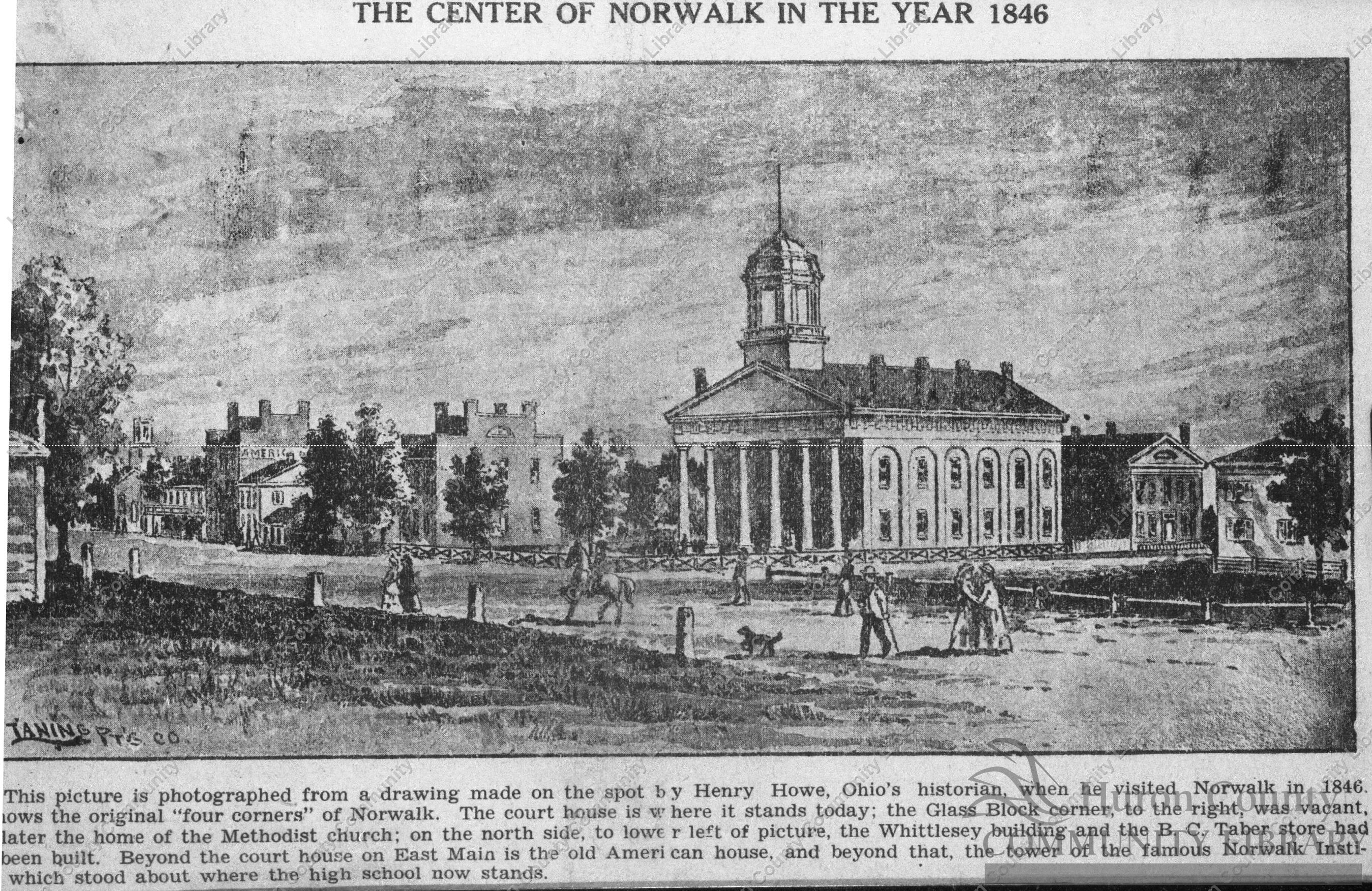 Norwalk in 1846 Woodcut - Picture Norwalk Reflector Herald 10/06/1934