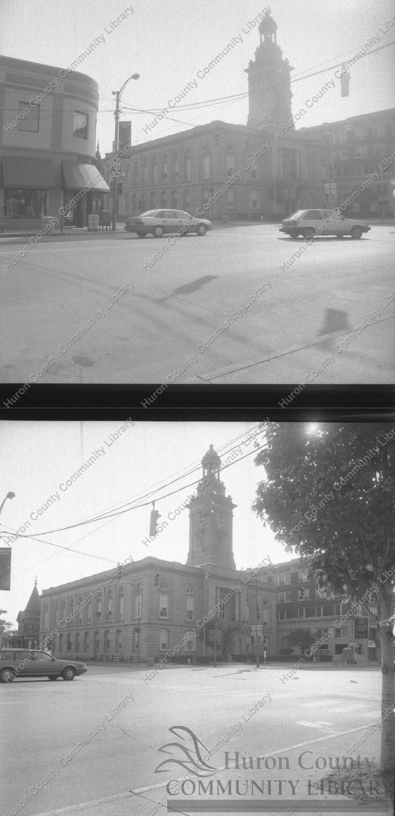 Norwalk Courthouse, Jail behind it, Morning Haze, May 27,1990