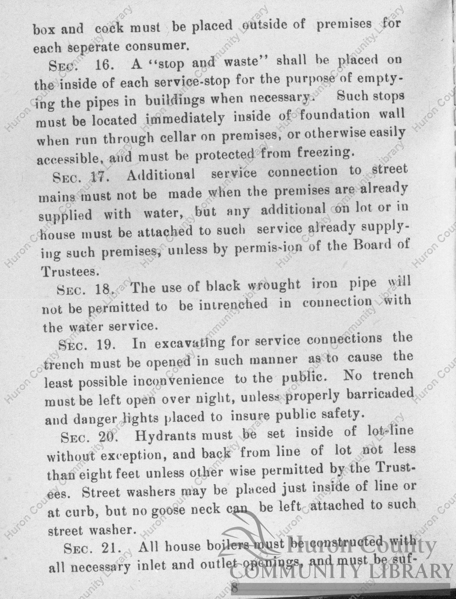 Page 8, Rules & Regulations & By-Laws of Attica Waterworks Dept.