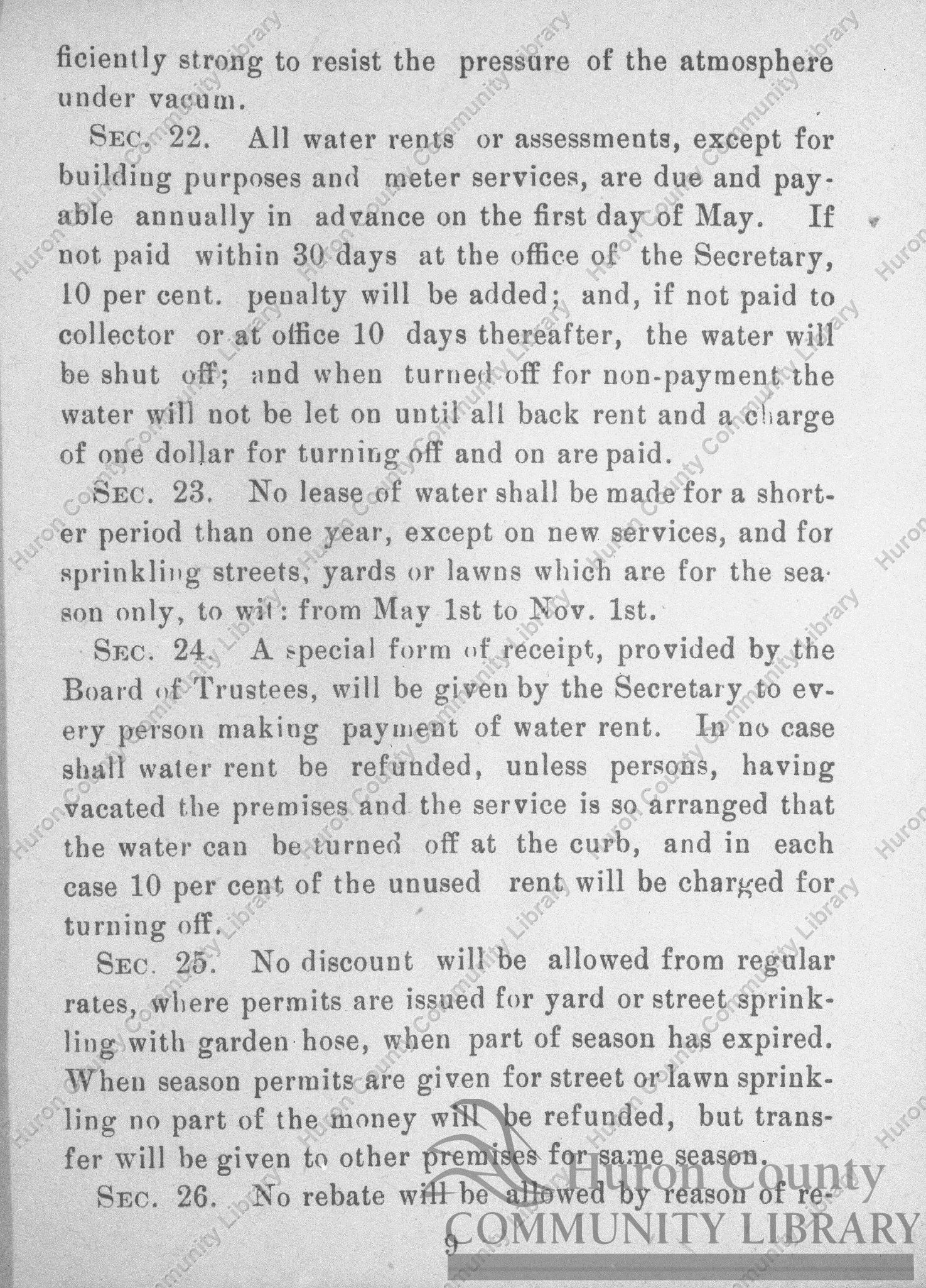 Page 9, Rules & Regulations & By-Laws of Attica Waterworks Dept.