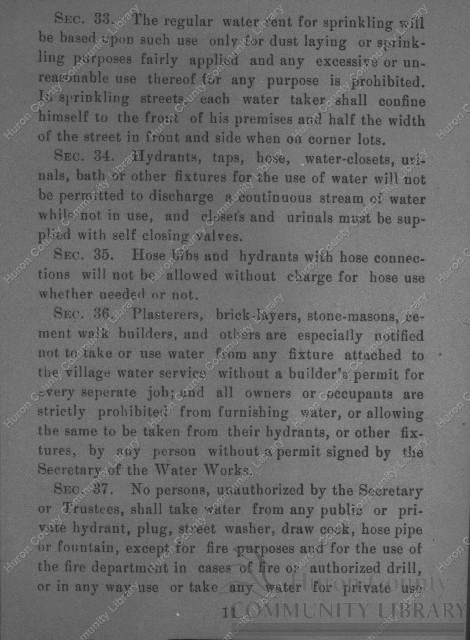 Page 11, Rules & Regulations & By-Laws of Attica Waterworks Dept.