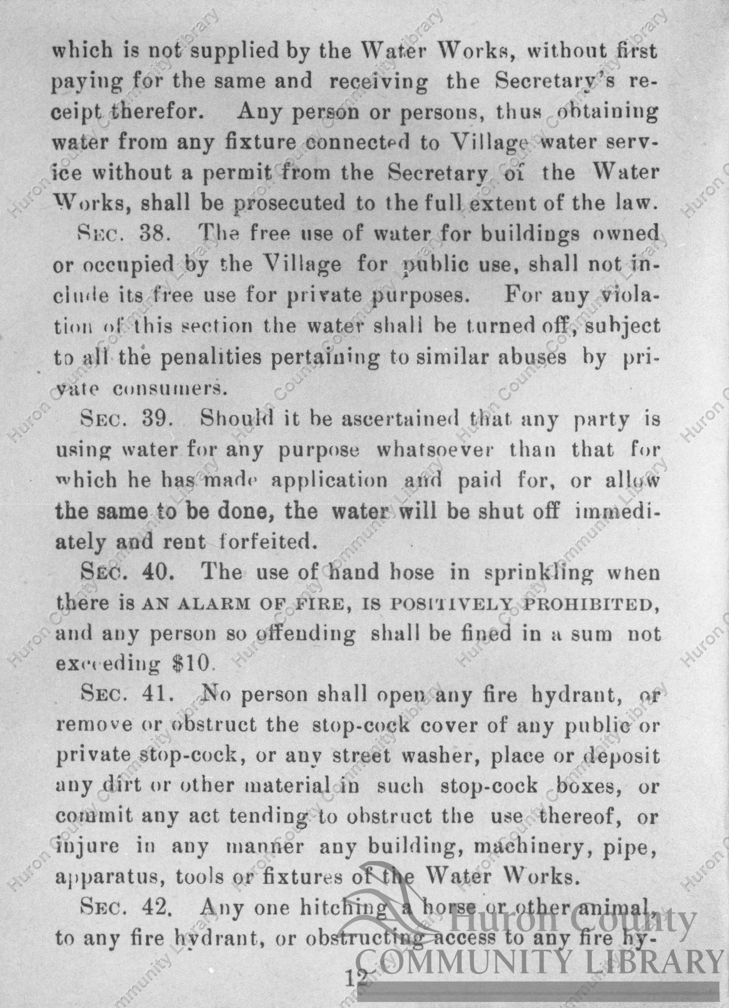 Page 12, Rules & Regulations & By-Laws of Attica Waterworks Dept.