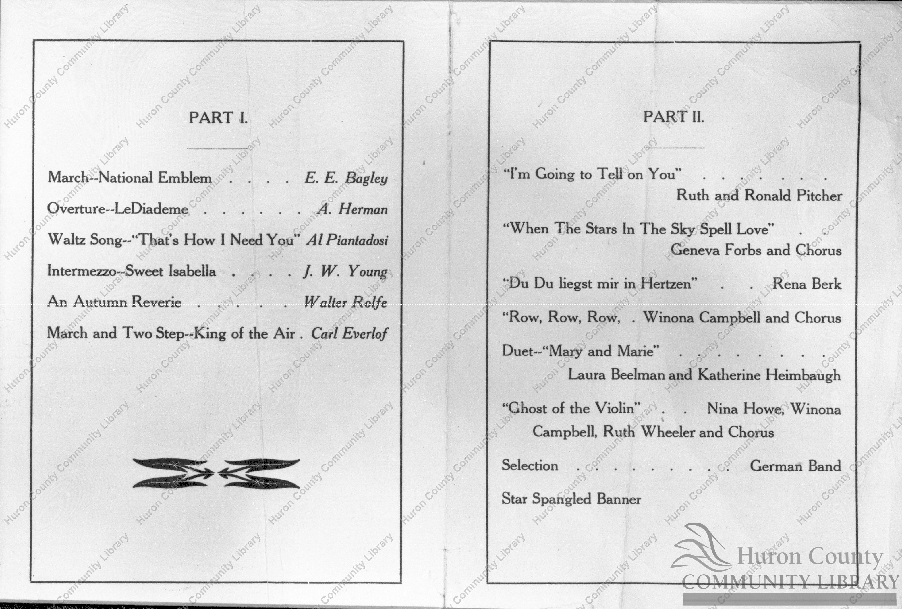 Ladies Imperial Band Program 1913