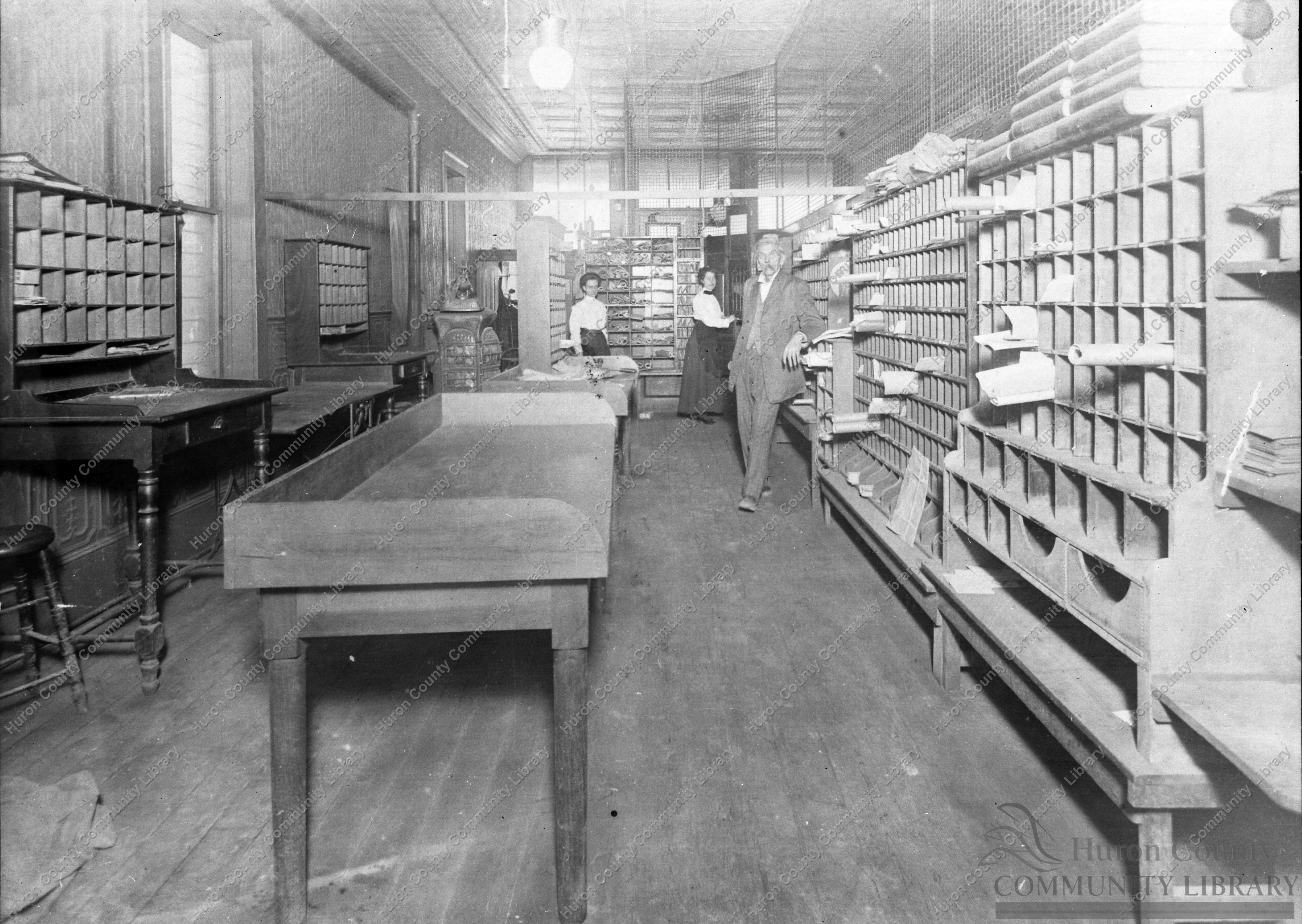 Mail Handling room in P.O. 114 Myrtle Ave. - 1909 (now Jacob's TV)