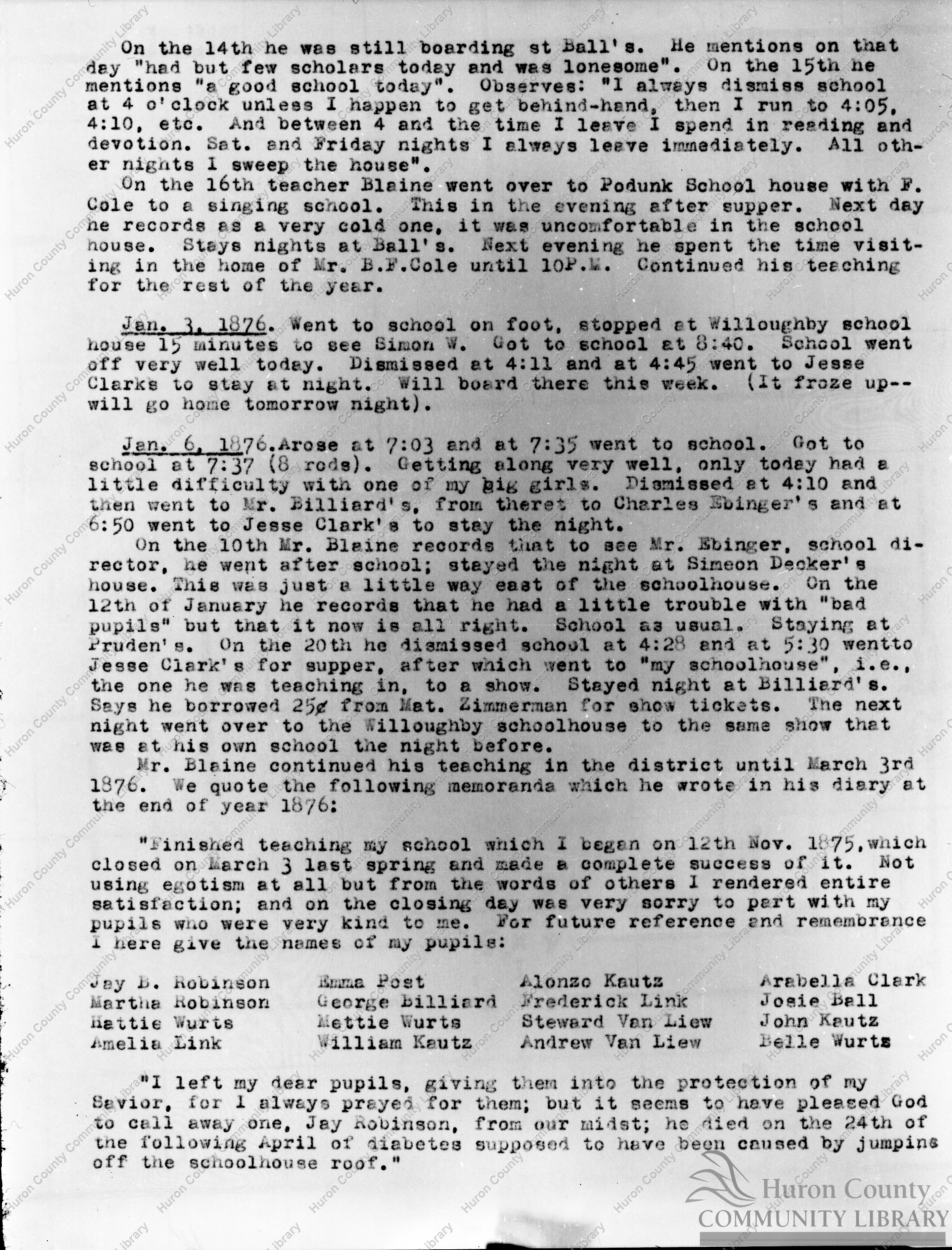 Dr. Blaine's Diary (page 2) 1875