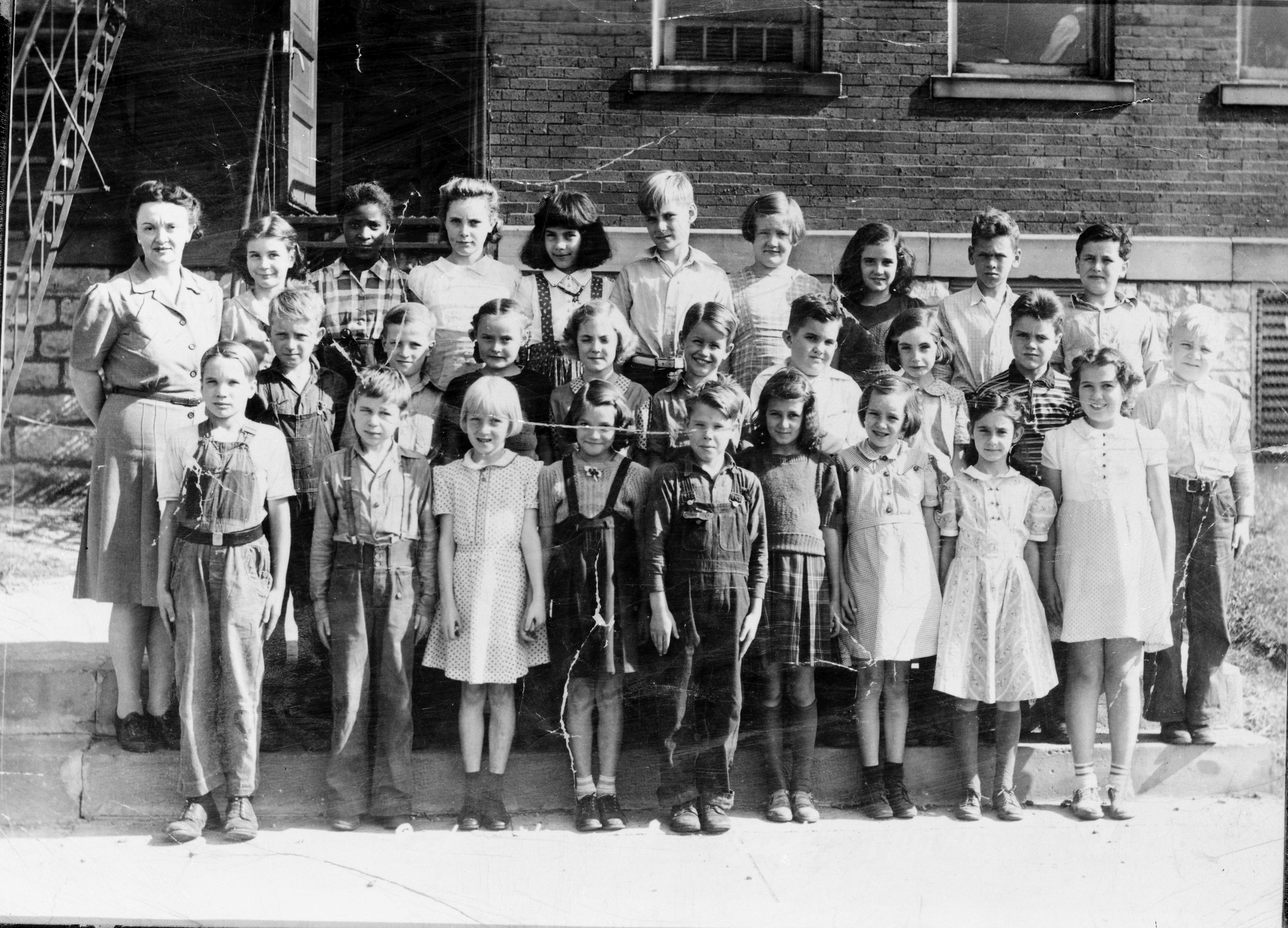 Reba Bennett (Back, Left) and students at East Side school (Reba Bennet School).