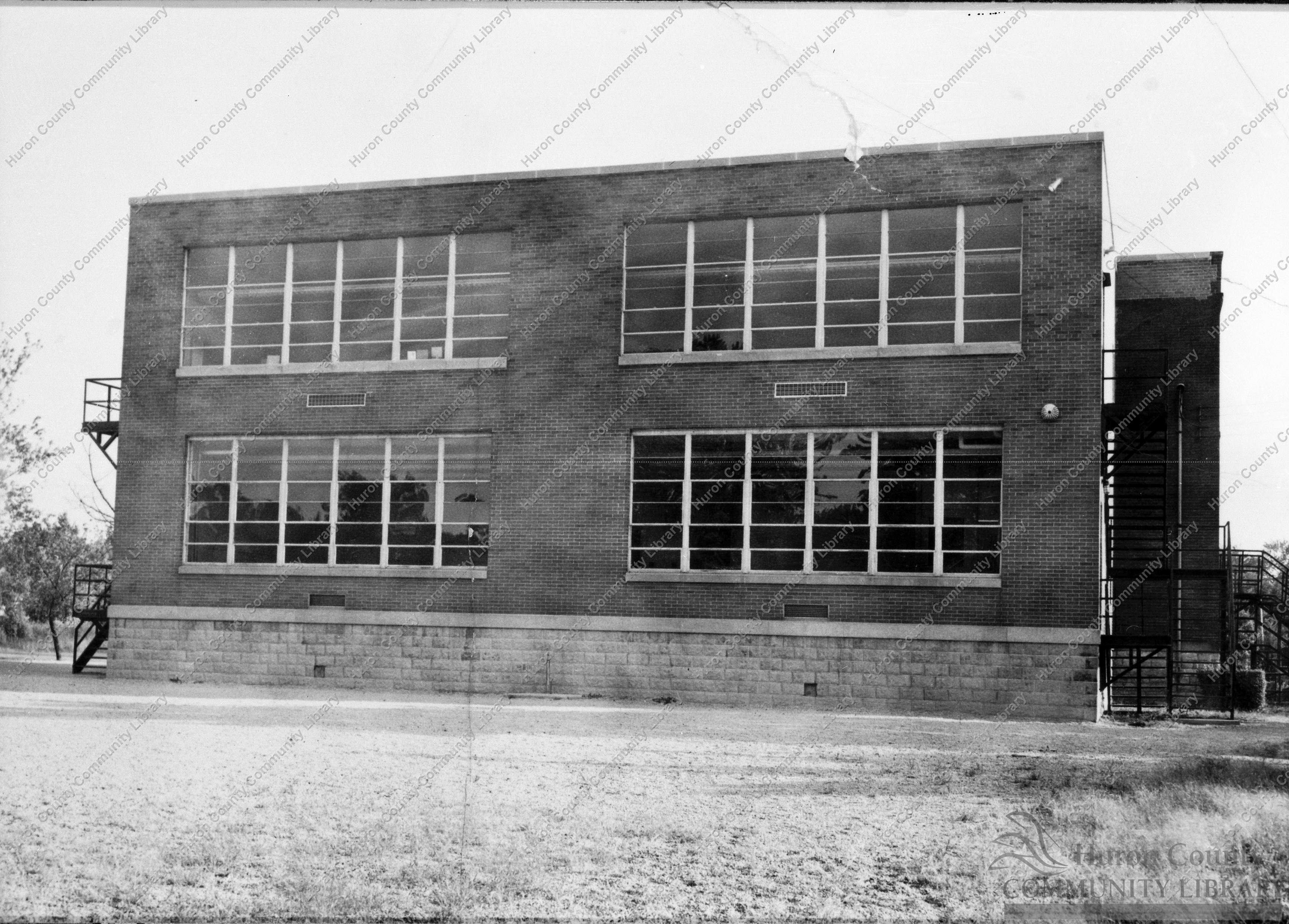 The back side of East Side School (later named Reba Bennett school), facing north