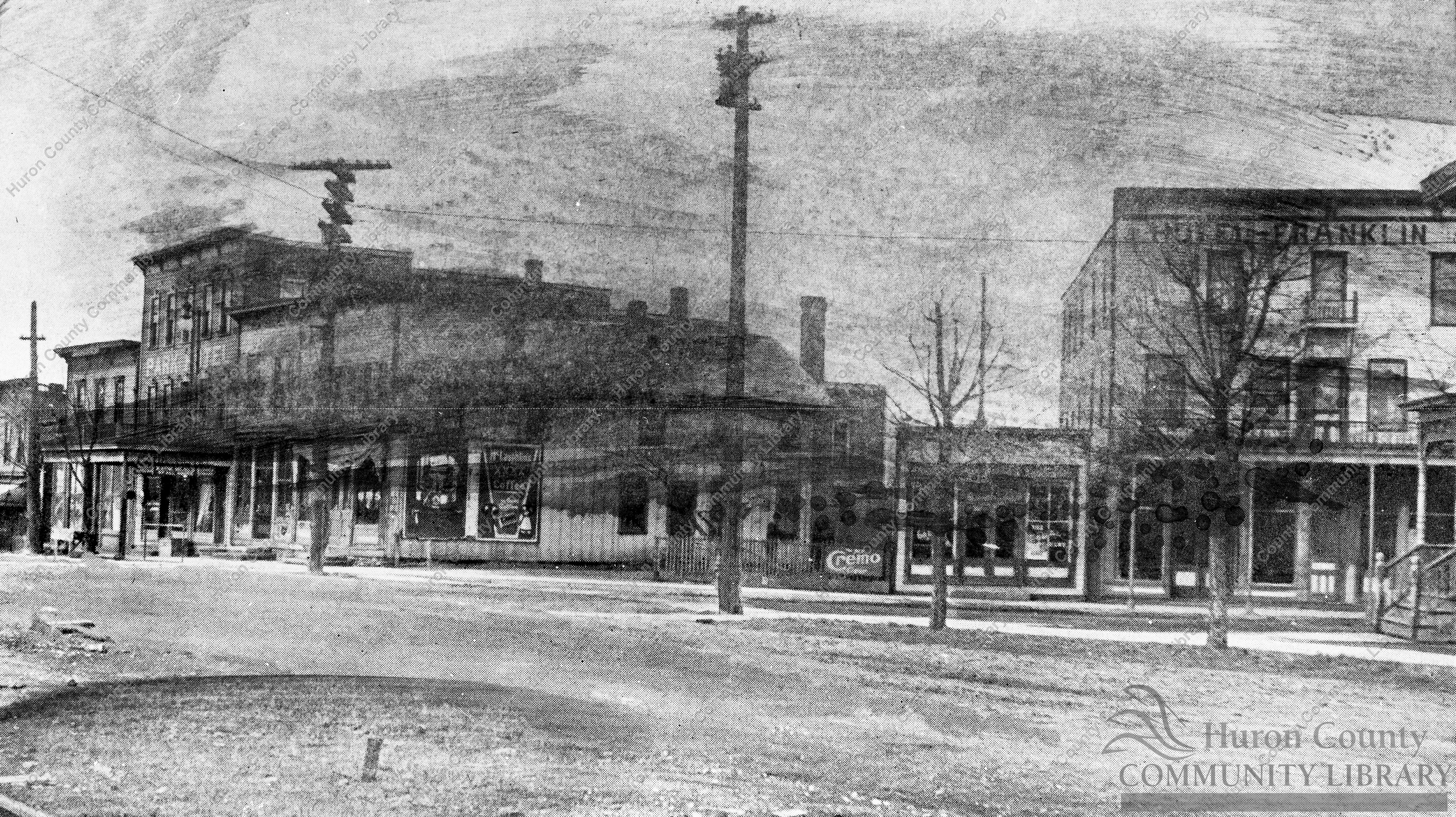 Corner of Motson & Front Sts. Franklin & Arlington Hotels ca 1903