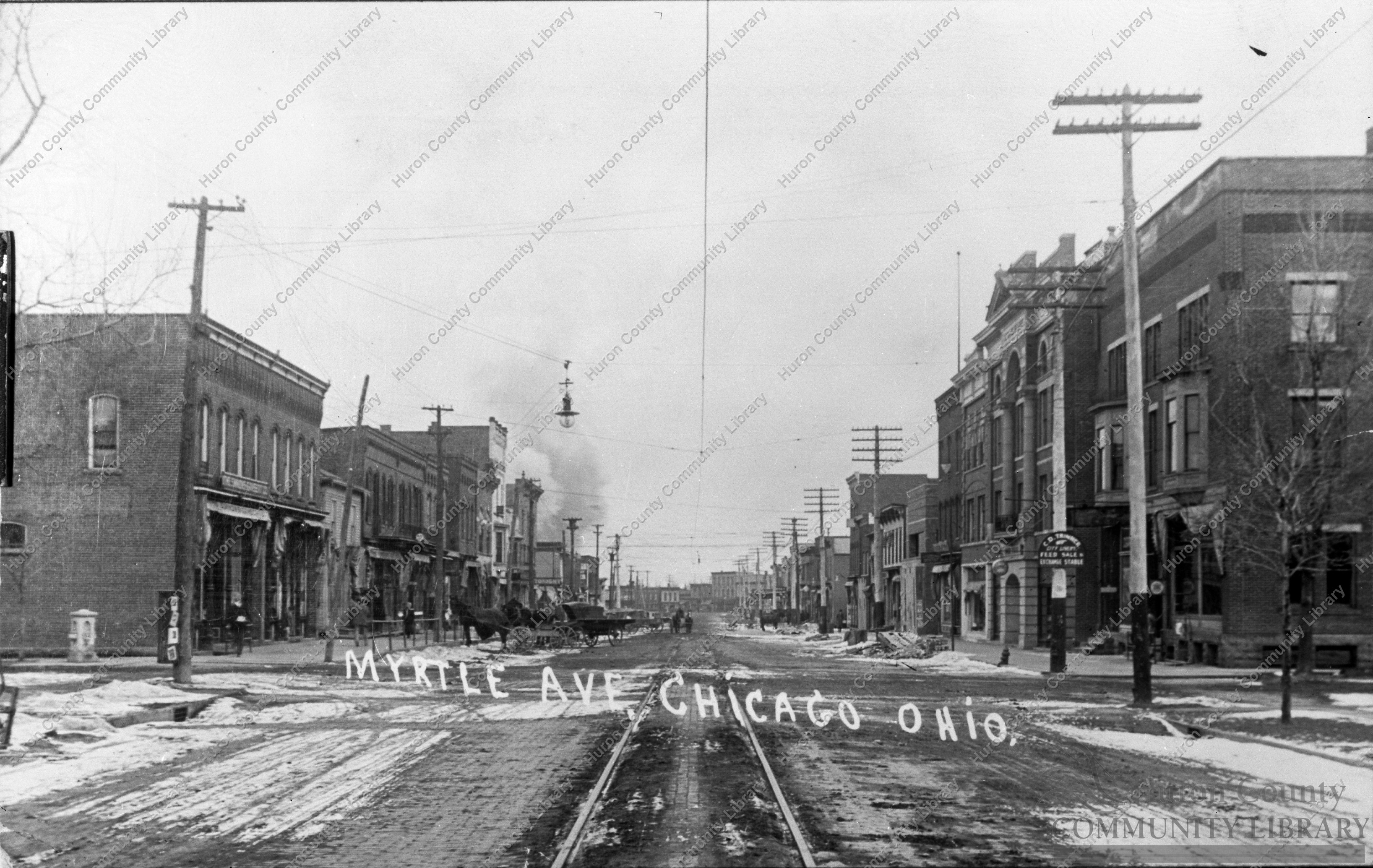 Looking North on Myrtle Ave. Chicago, OH 1912 Card (1 cent stamp)