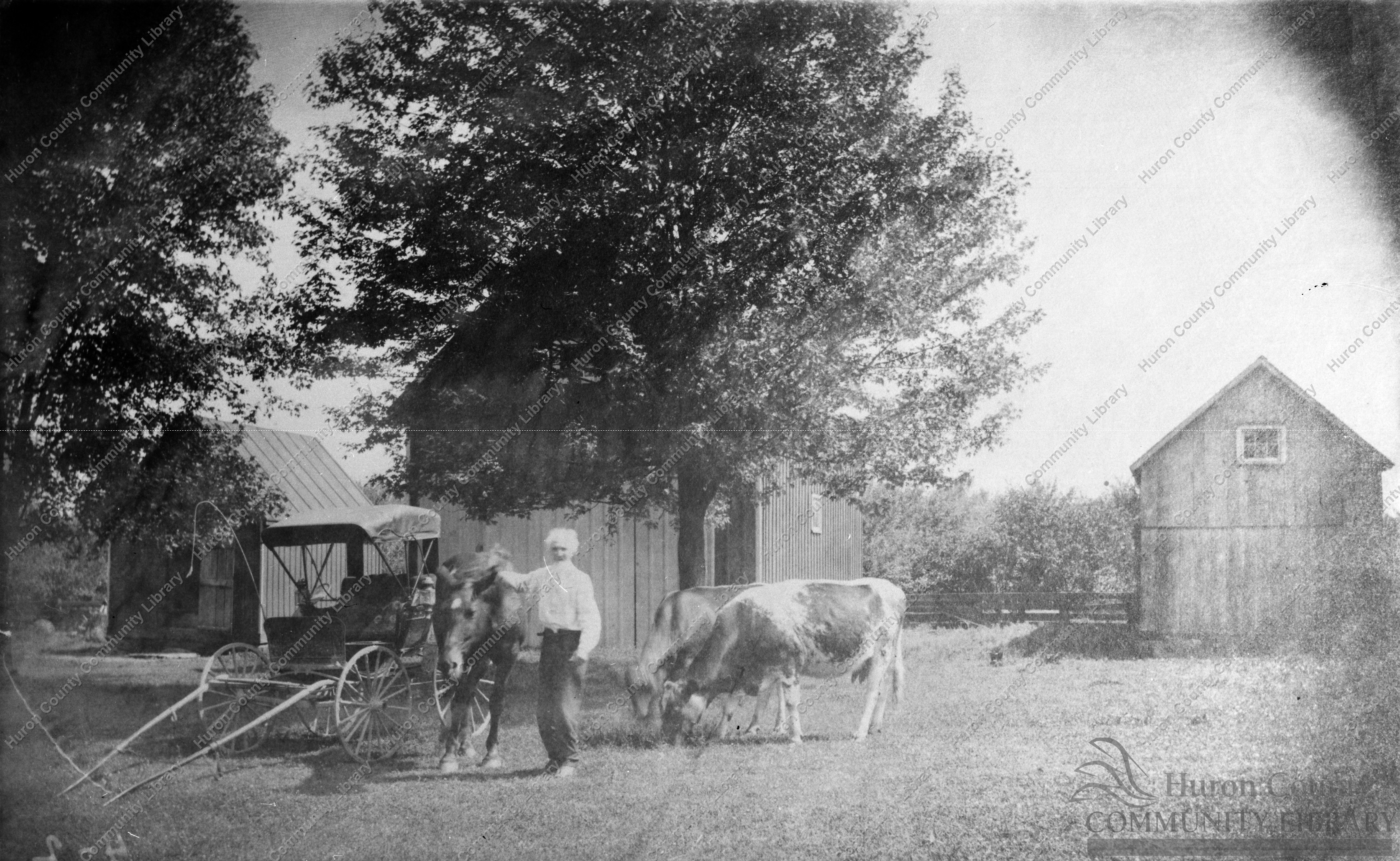 John Parrott amid buildings he built-Native lumber. Early 1900