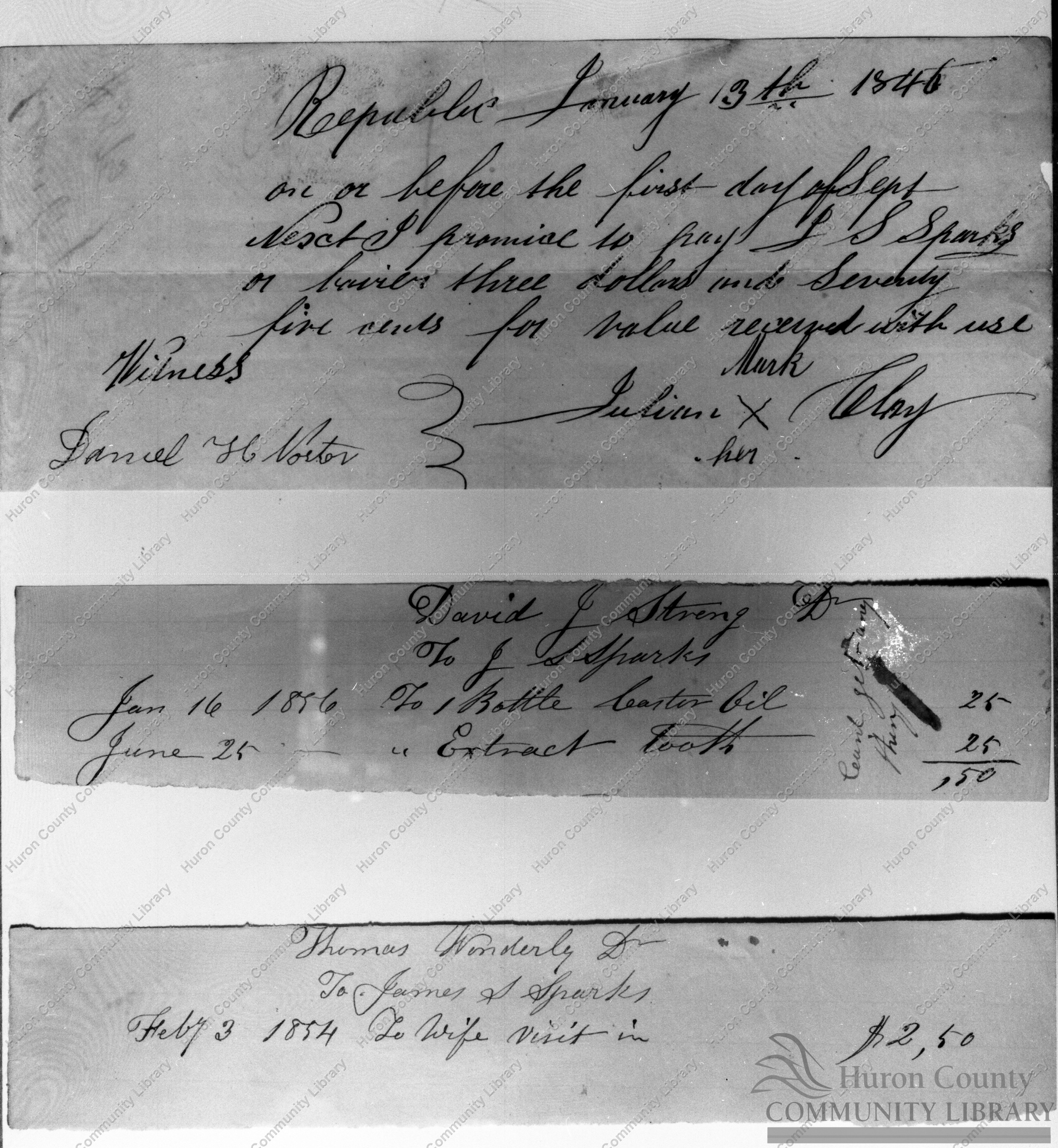 Bromley papers concerning Dr. J. S. Sparks of Republic 1830's