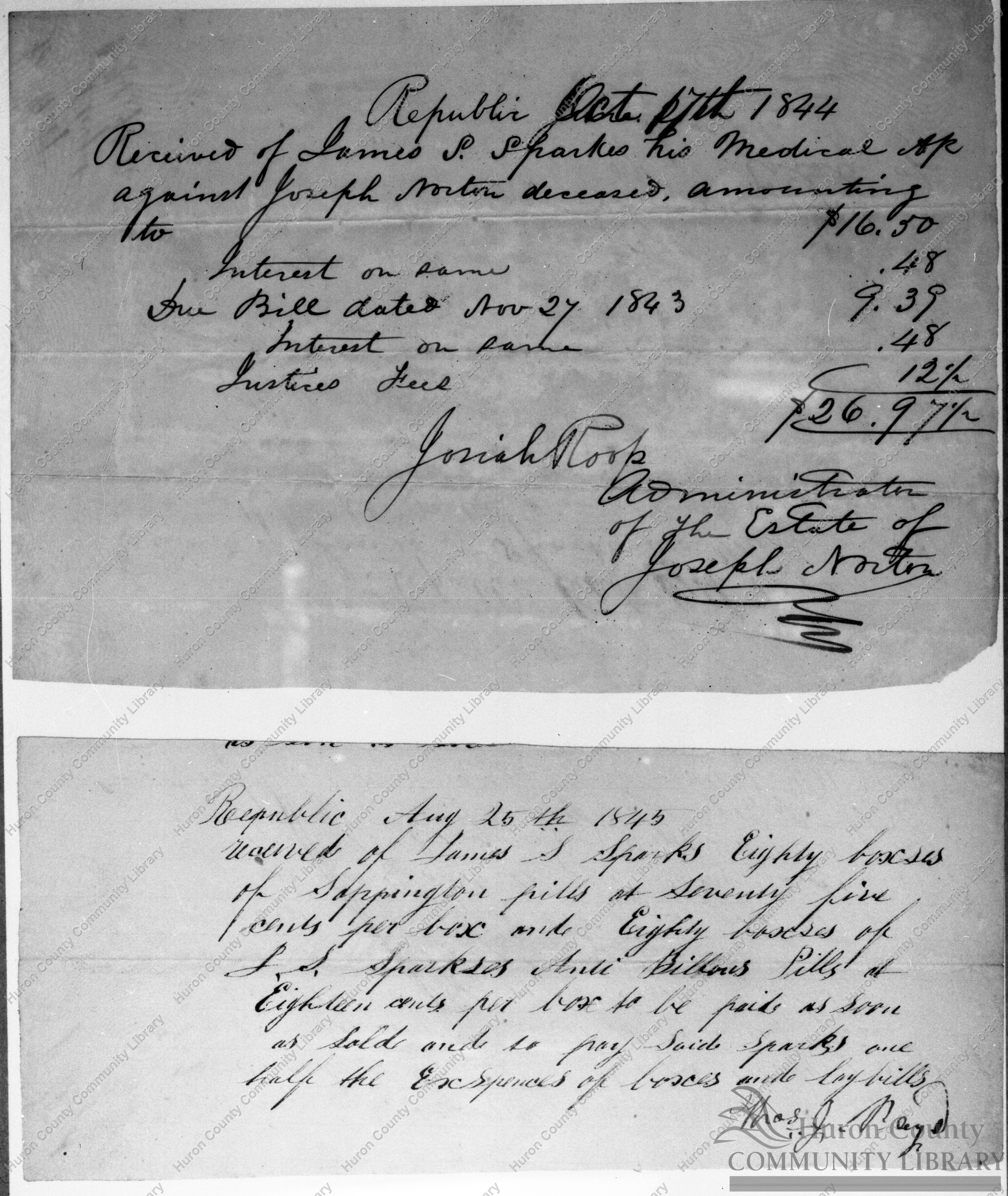Records & Contracts from papers of Dr. J. S. Sparks of Republic 1830's thru 1850's