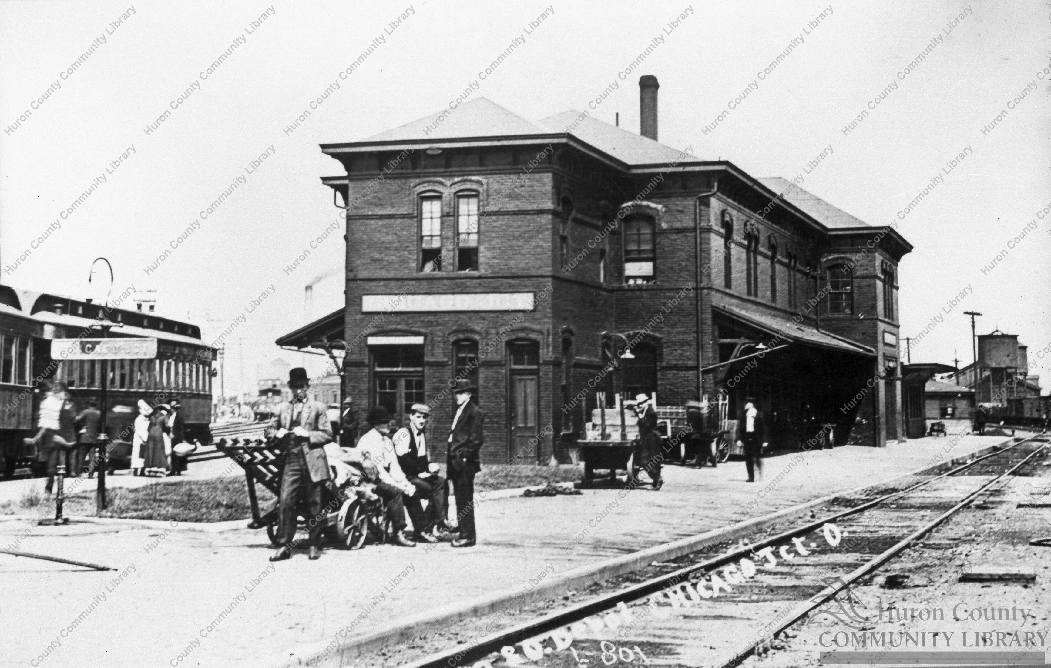 Chicago Jct. Depot-Hotel (2nd floor).  Wood Coaches, old clothes