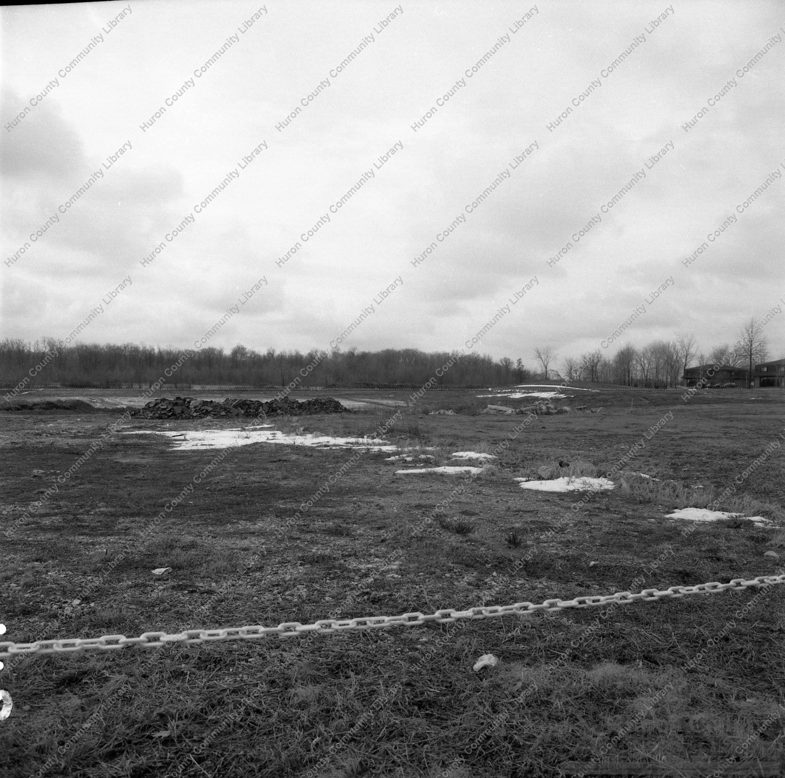 South West from back of Used car lot showing Walton Manor Feb. 89
