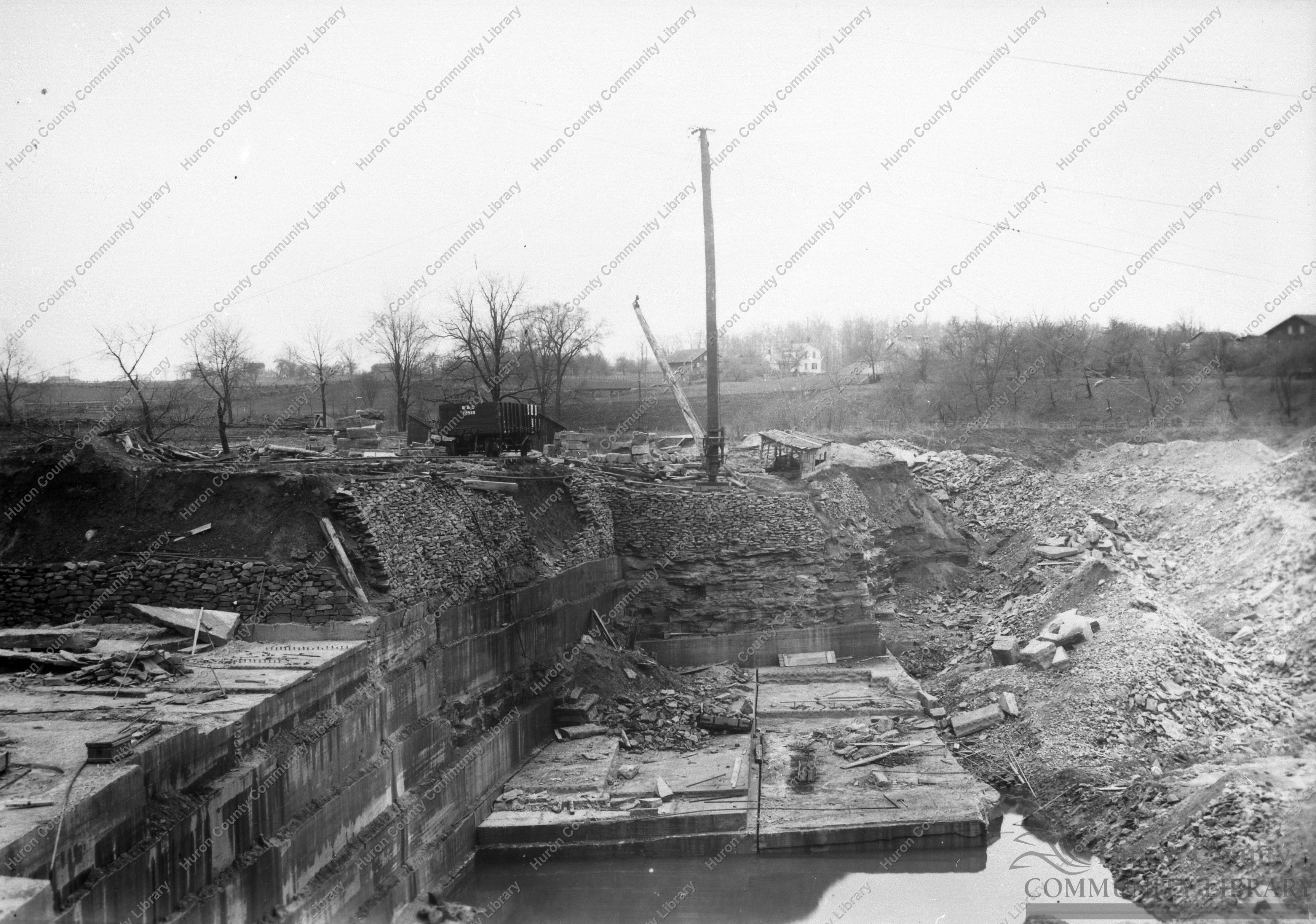 Stone Quarry at Plymouth. note RR Spur & Car to be loaded