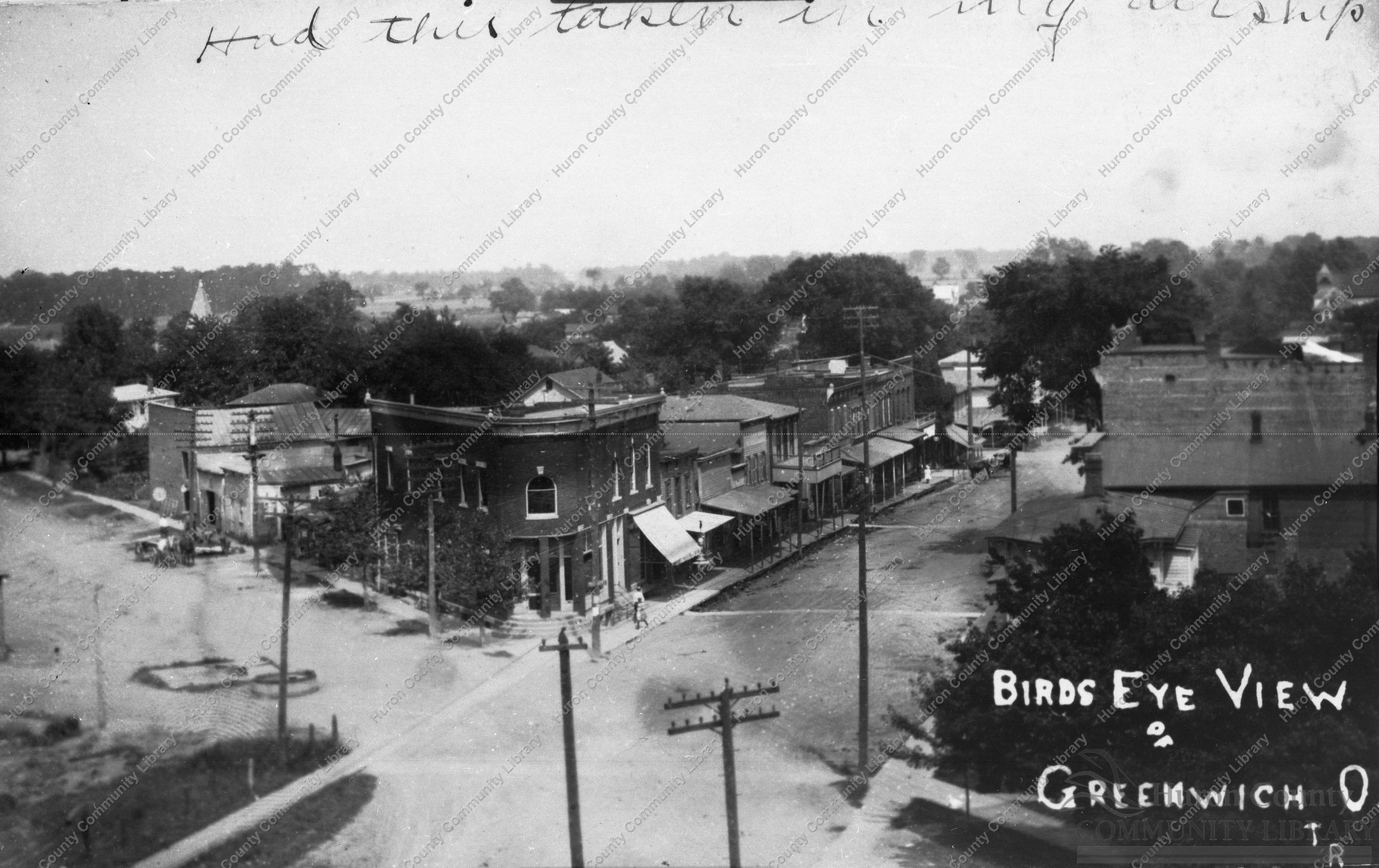 Bird's eye view of Greenwich, OH in 1906