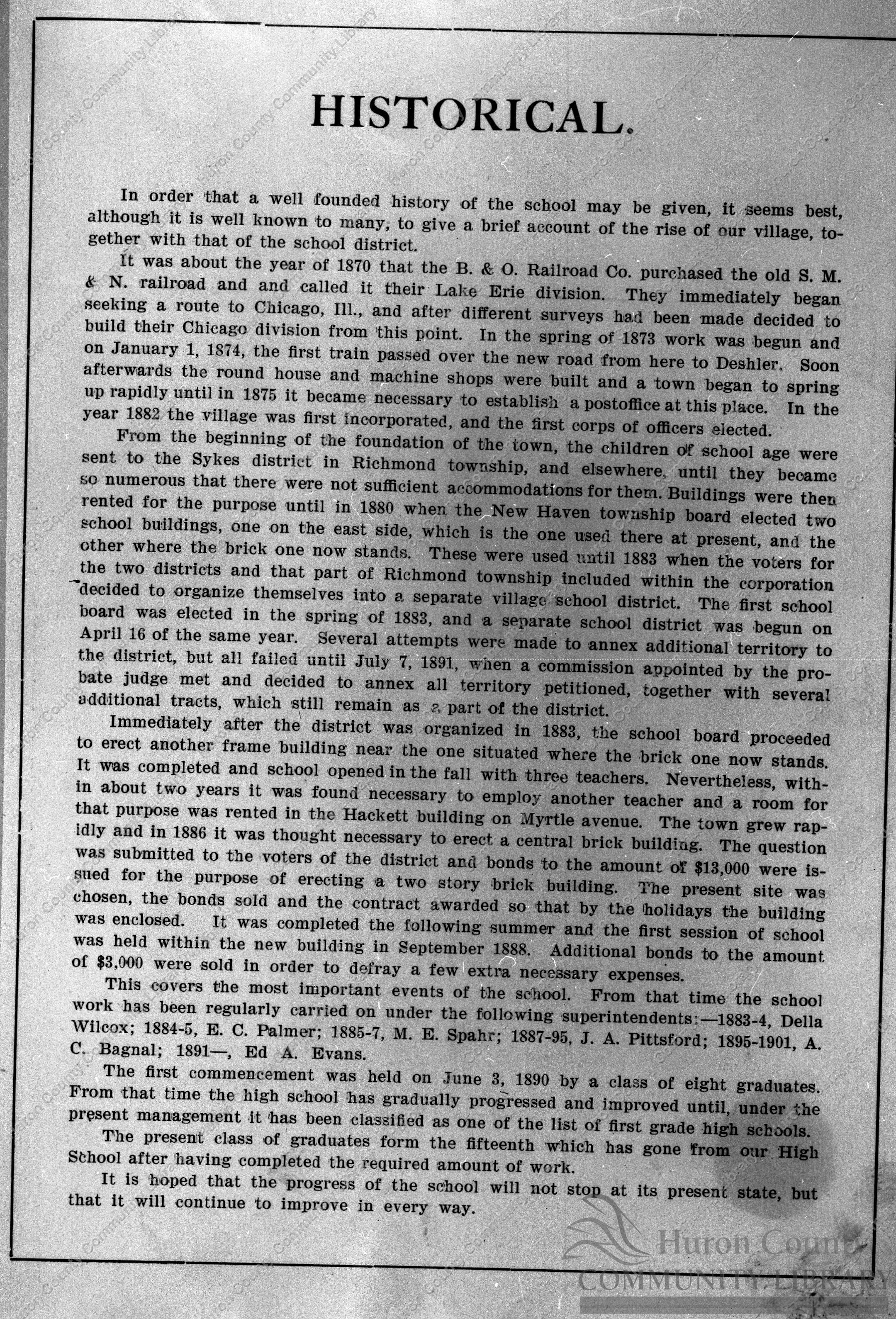 History Page coppied from 1906 Chicago School Annual