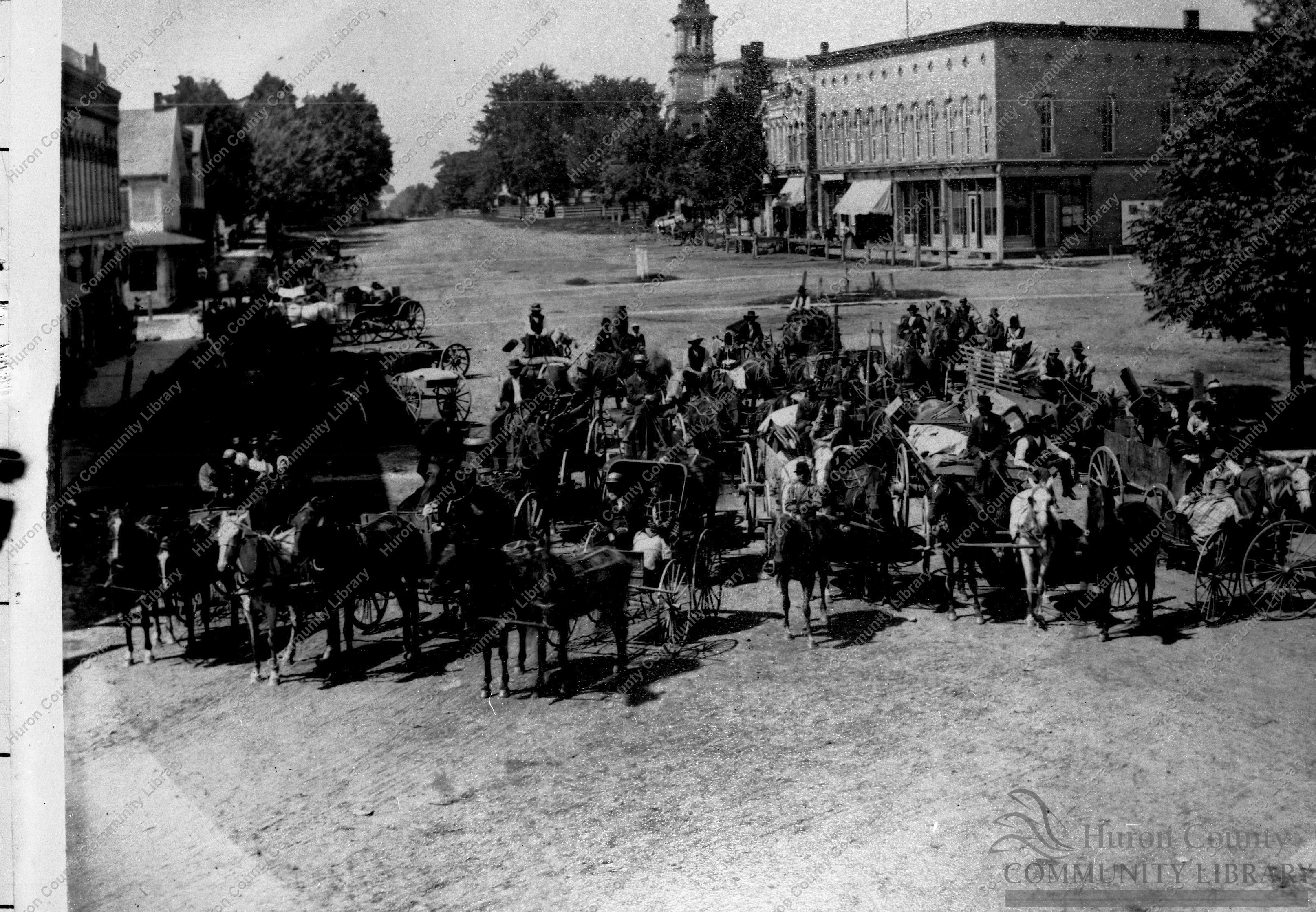 Plymouth Public Square Street scene 1884