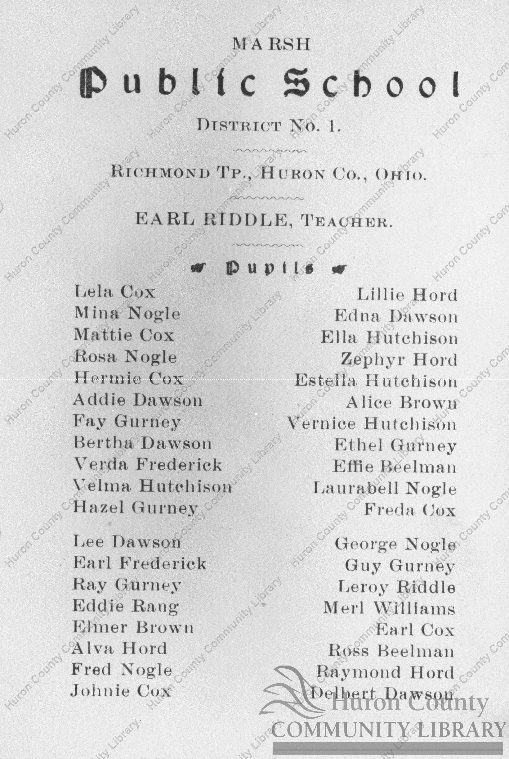 Book "Souvenir" by Teacher Earl Riddle-March School in 1905