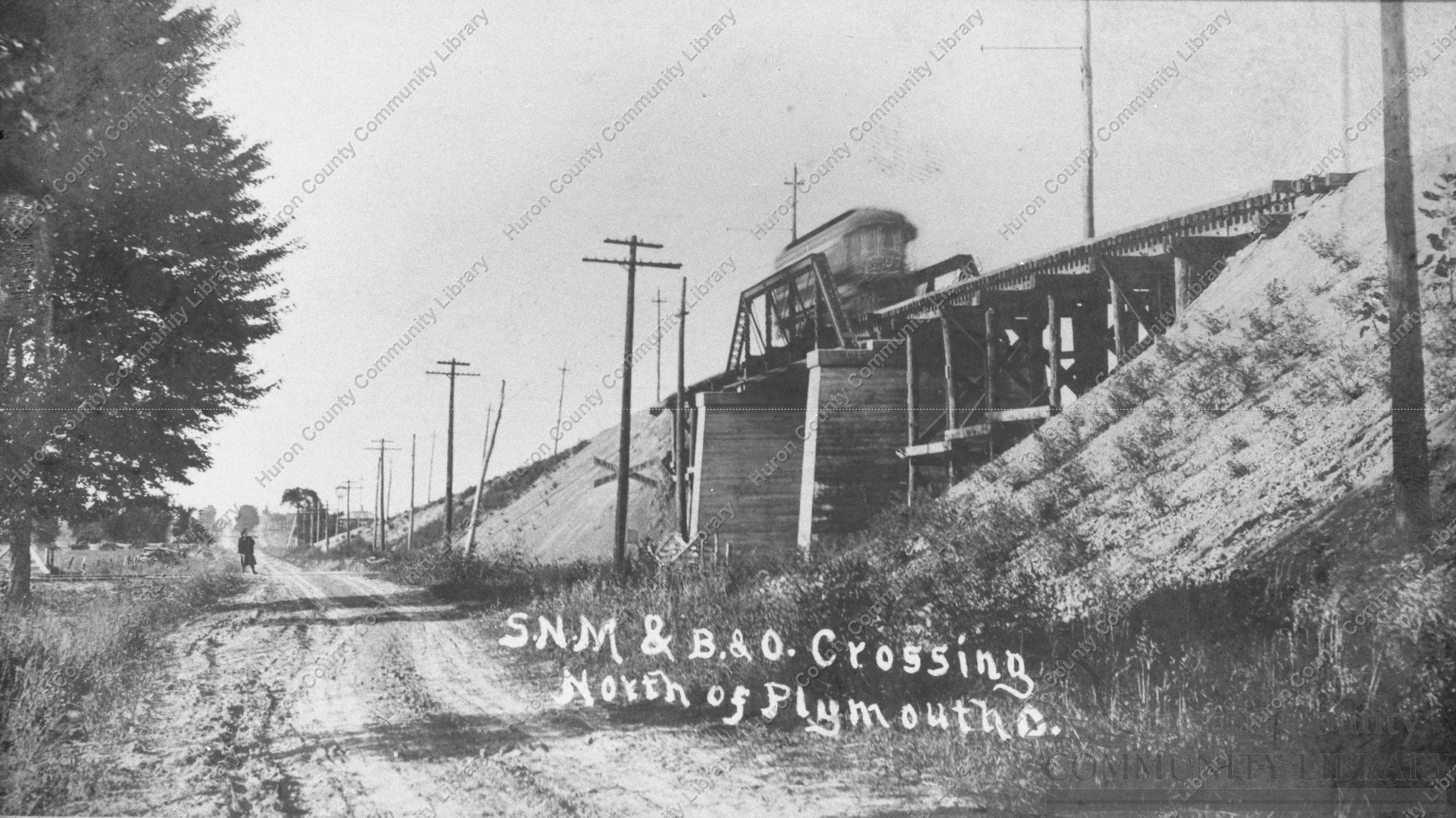 SN&M RY crosses B&O RR North of Plymouth & East of Chicago ca 1906