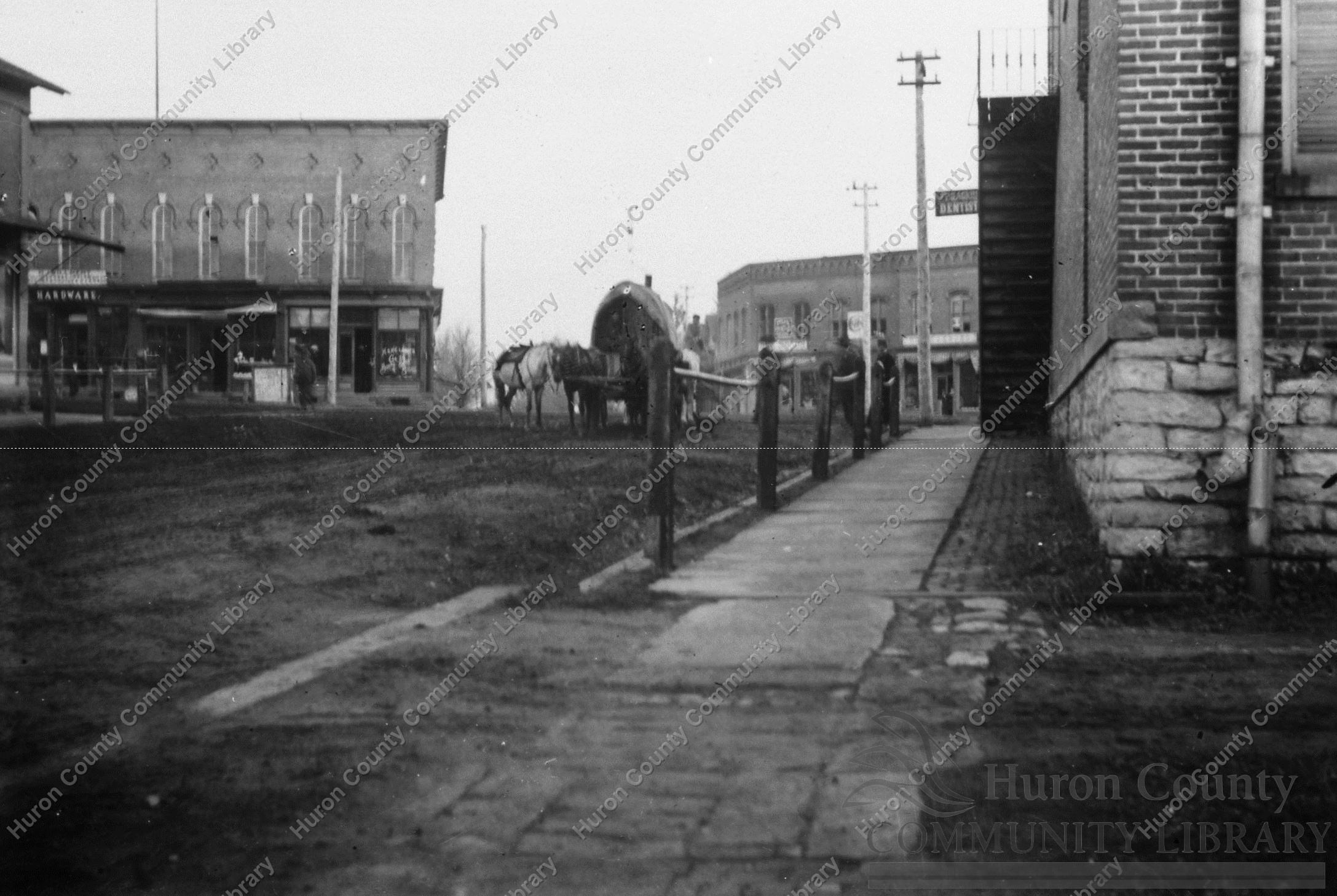 Covered Wago entering Plymouth Square from S. Plymouth St. 1865