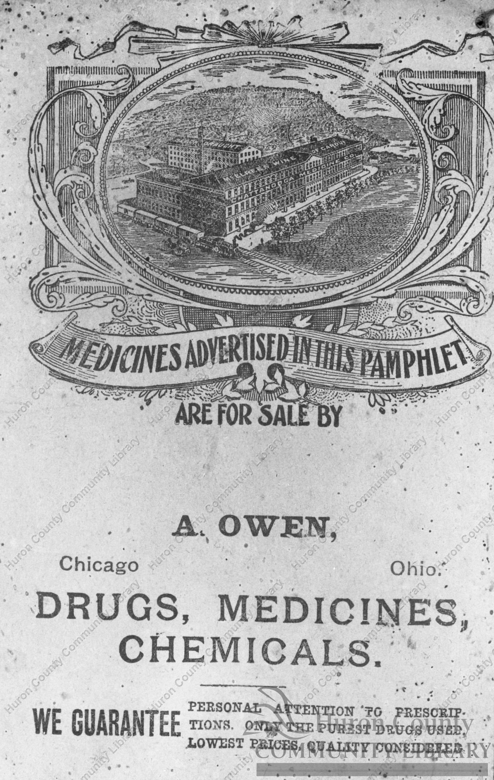 Back Cover of Ladies' Almanac to advertise for A. Owen